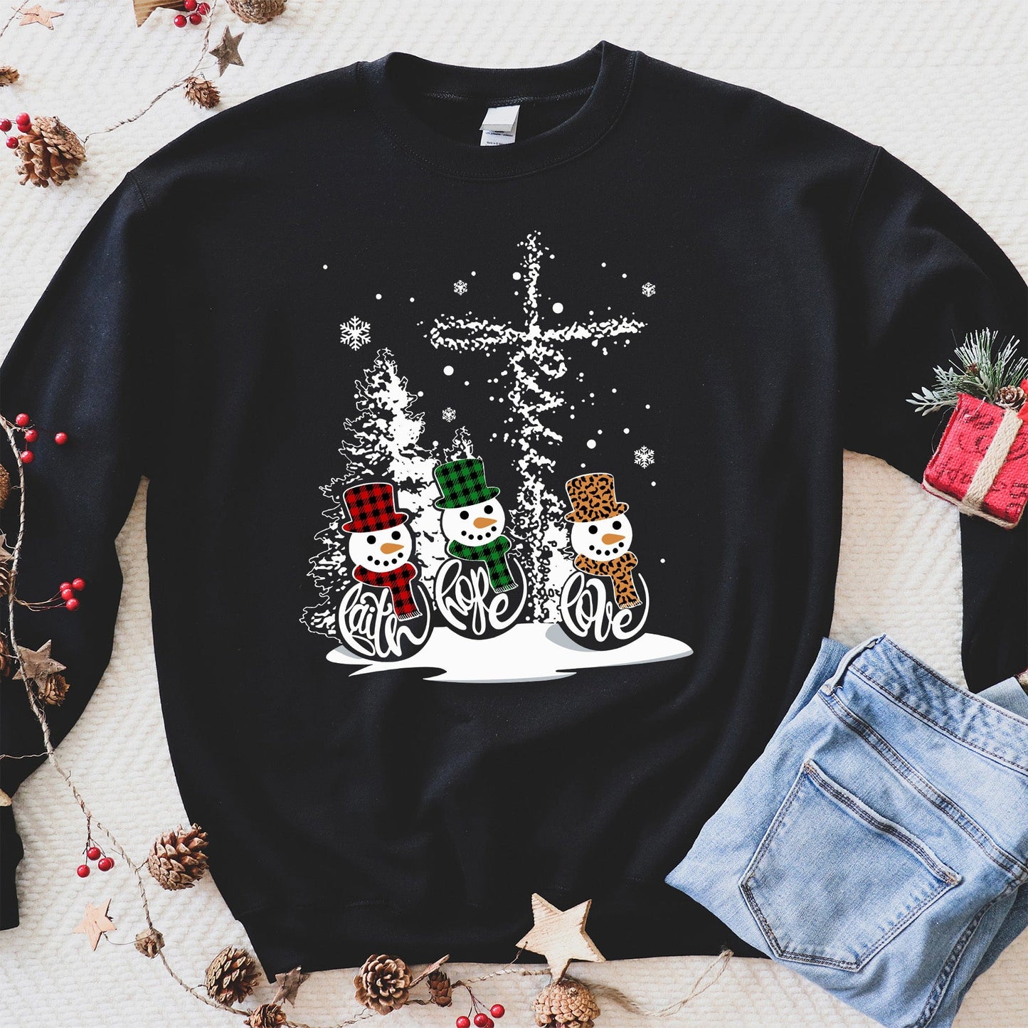 Faith Hope Love Snowmen Sweatshirt