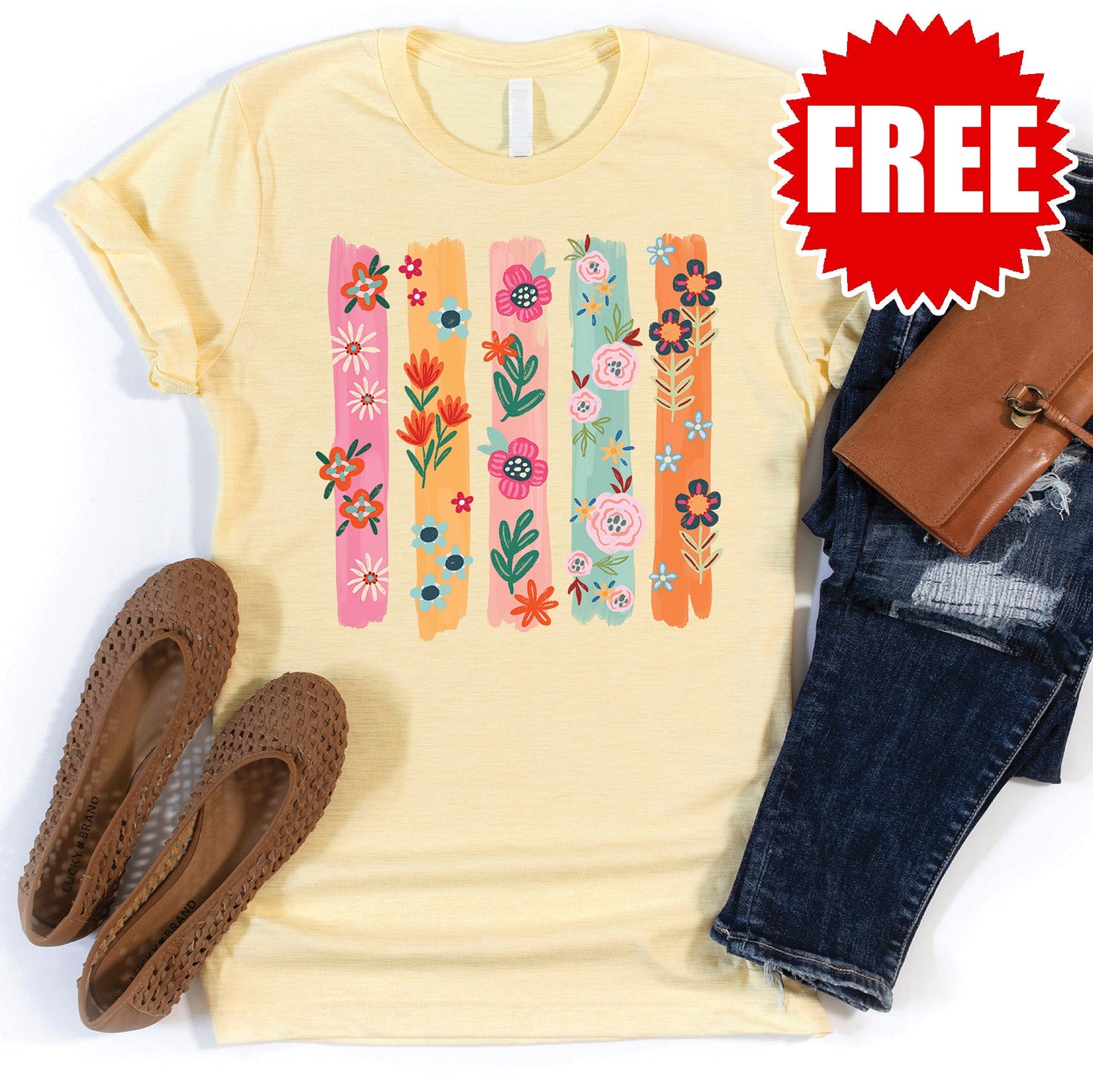 Doodle Flowers Tee - Heather Lemonade - 0