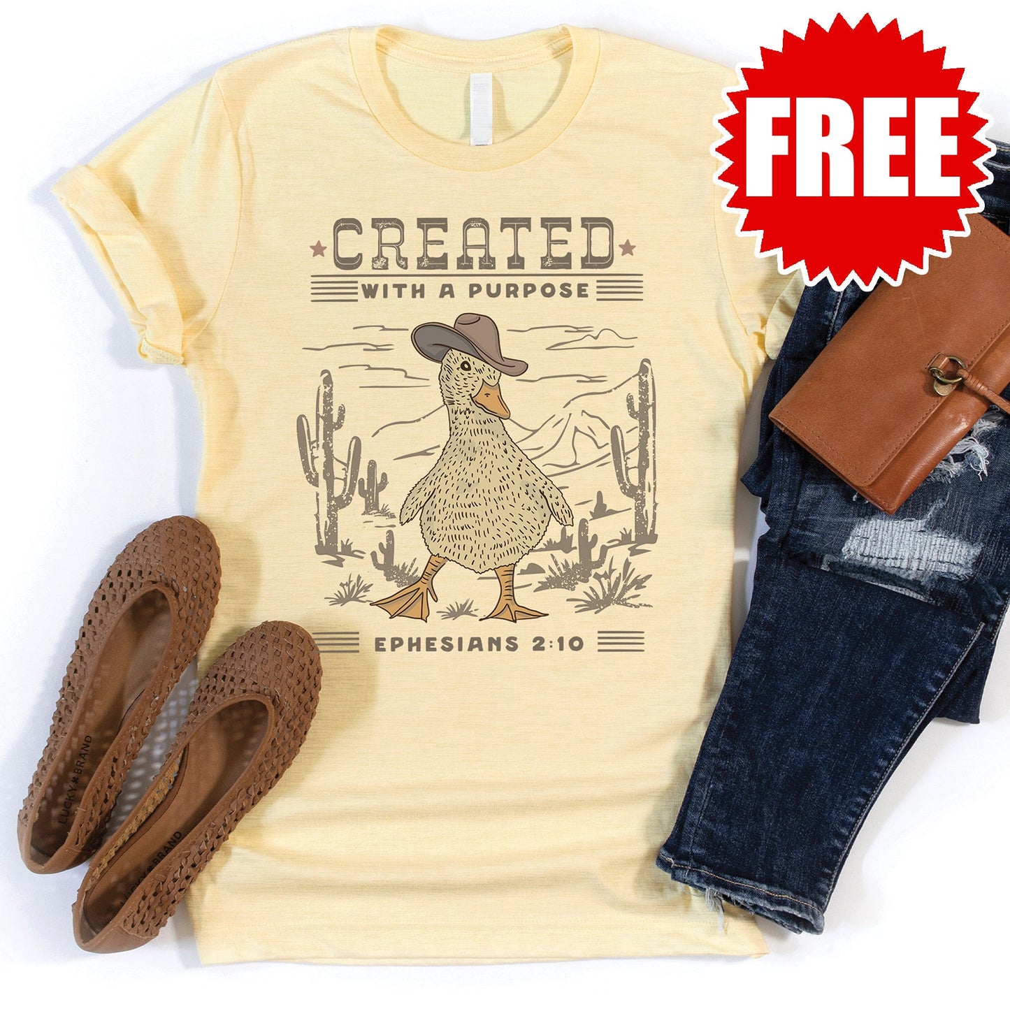 Created with a Purpose - Duck Tee - Heather French Vanilla - 0