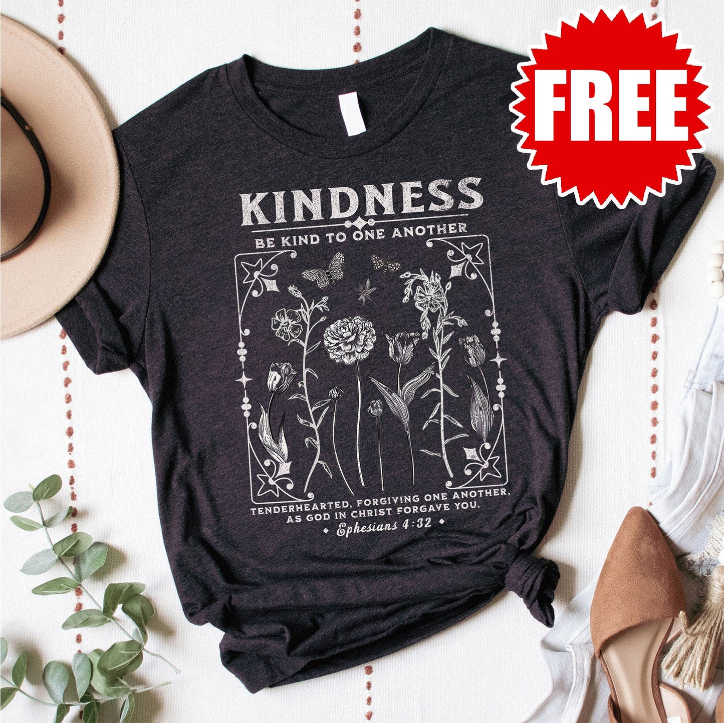 Kindness Tee - Heather Black Style001