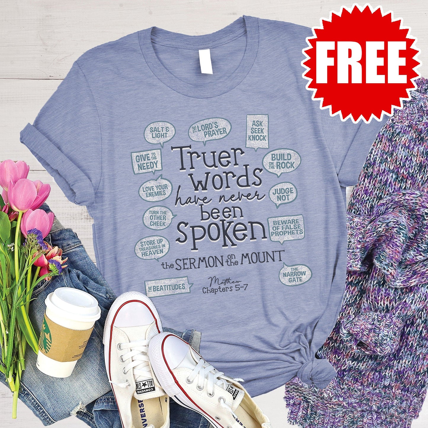 Truer Words Tee - Heather Lavender Blue - 0