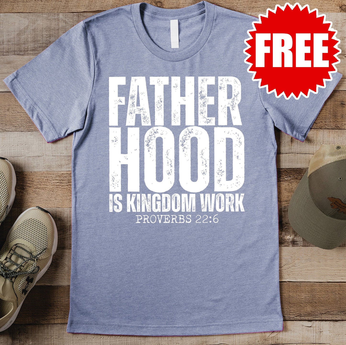 Fatherhood Tee - Heather Lavender Blue - 0