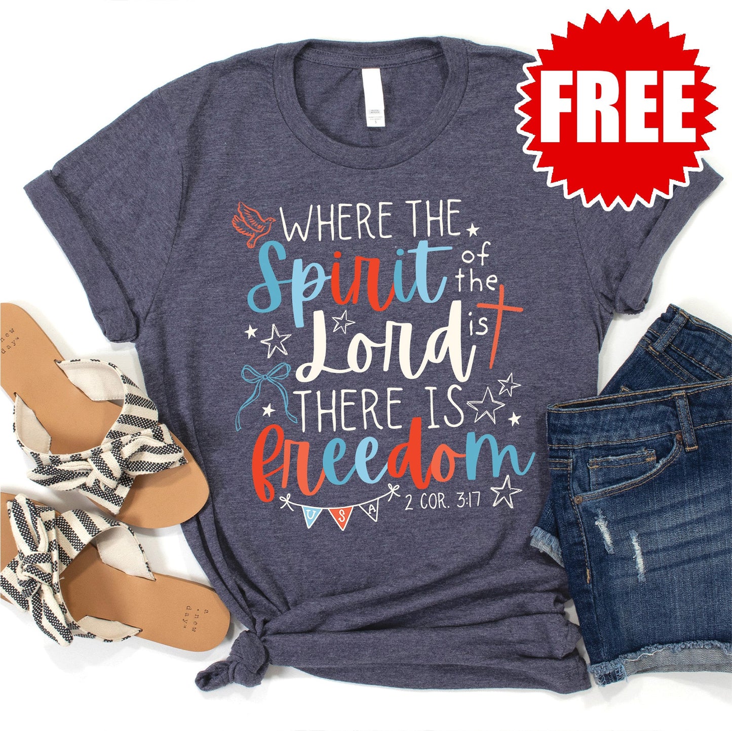 Spirit of the Lord Tee - Heather Blue Onyx - 0