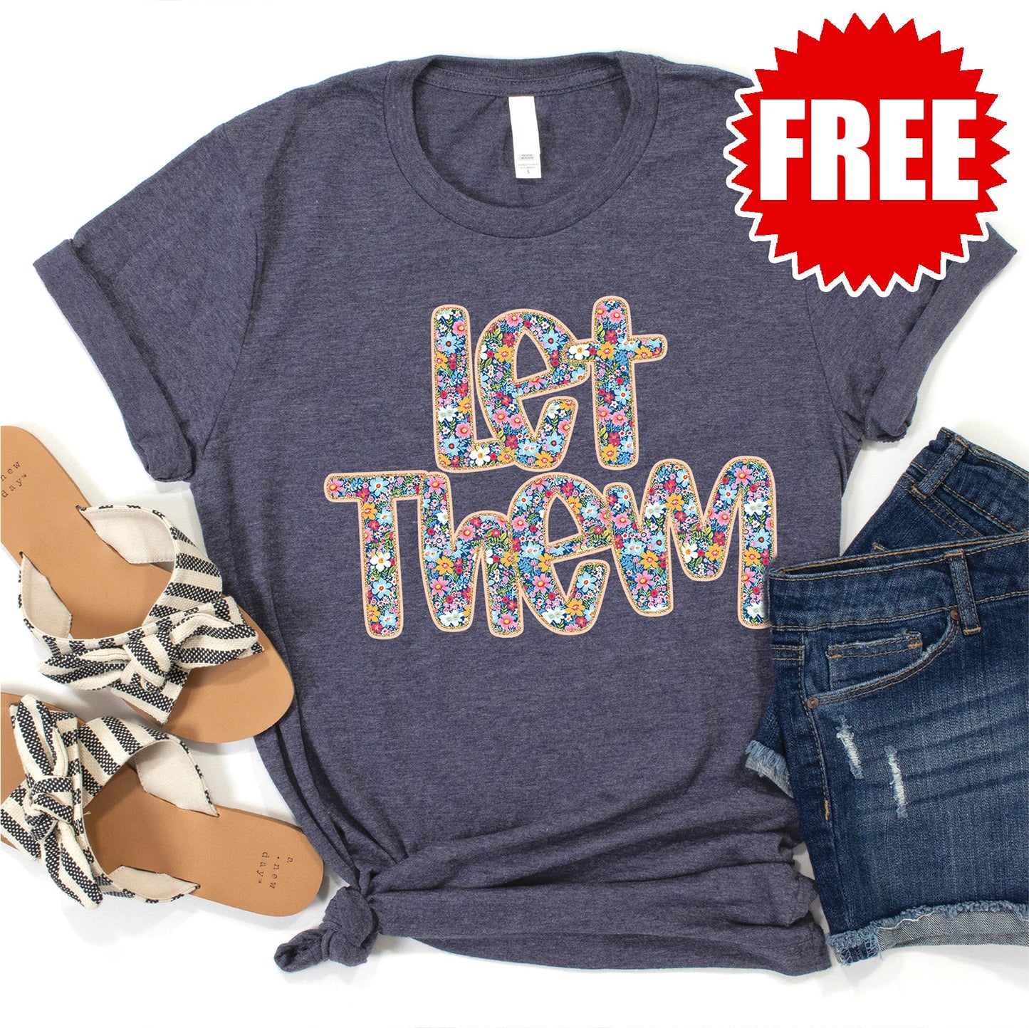 Let Them Tee - Heather Blue Onyx - 0