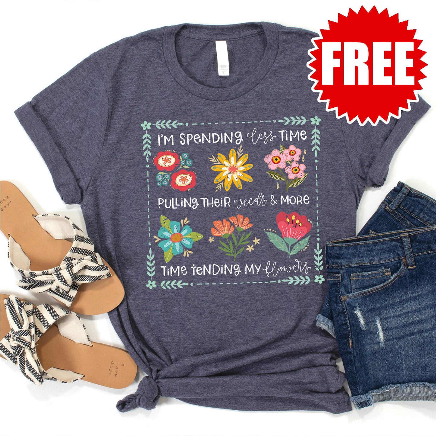 Less Time Tee - Heather Blue Onyx - 0