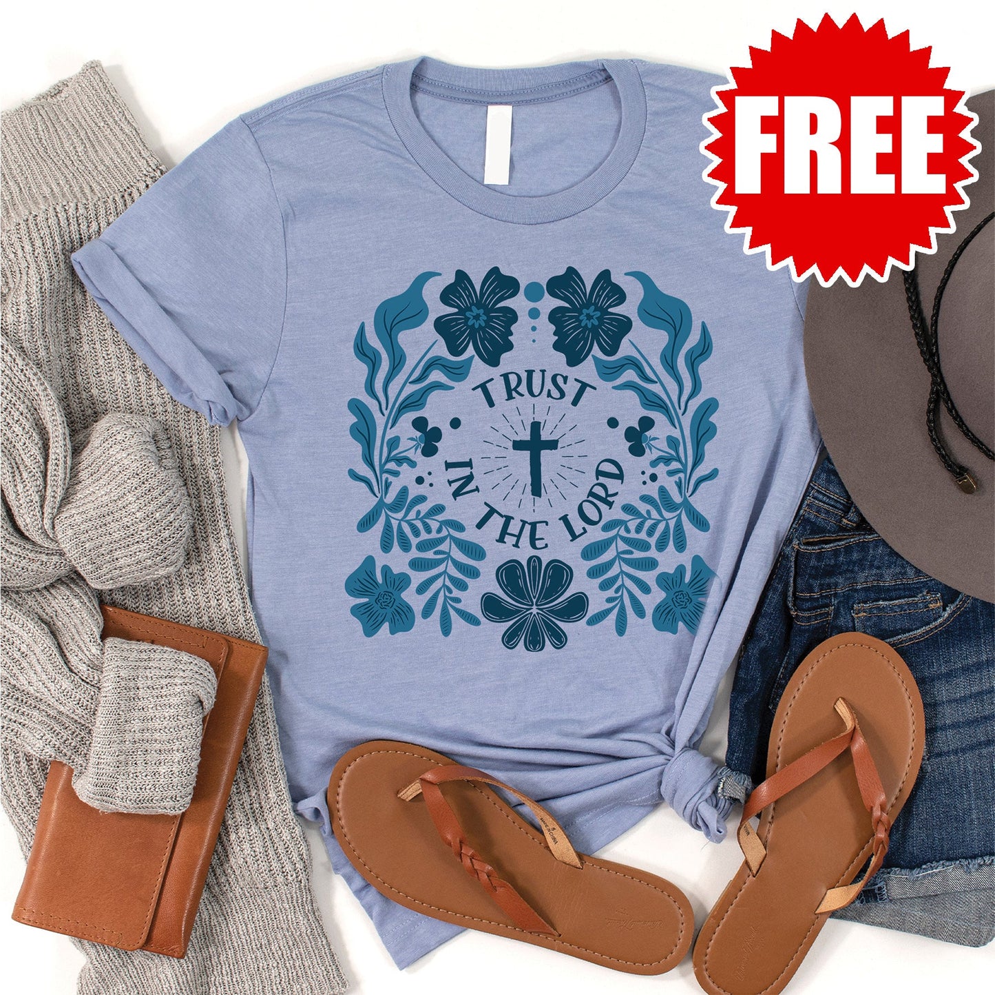 Trust In The Lord Tee - Heather Blue Style001