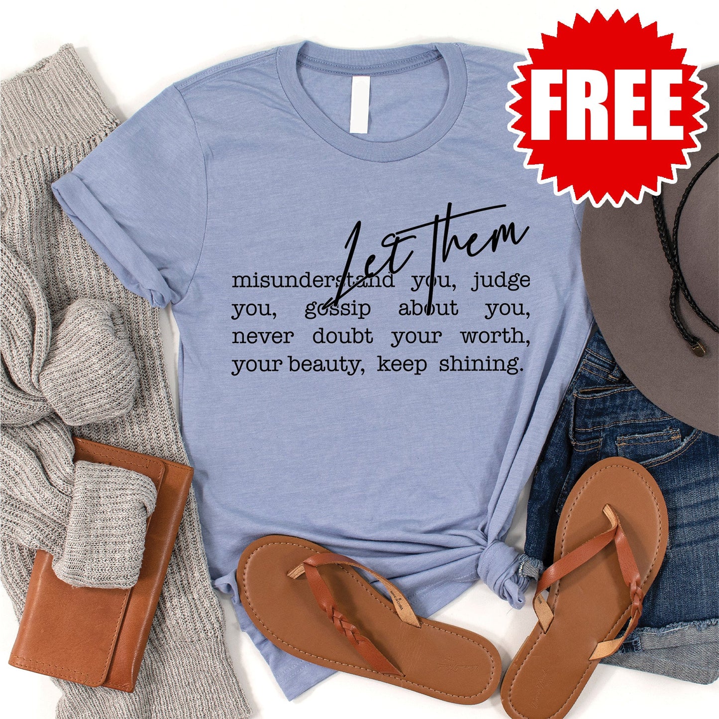 Let Them Tee - Heather Blue - 0