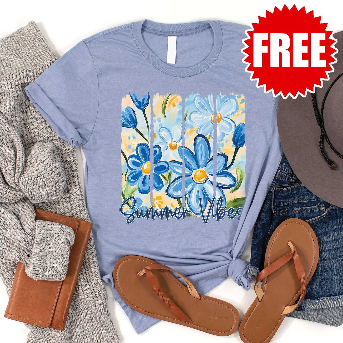 Summer Vibes Tee - Heather Ocean Air - 0