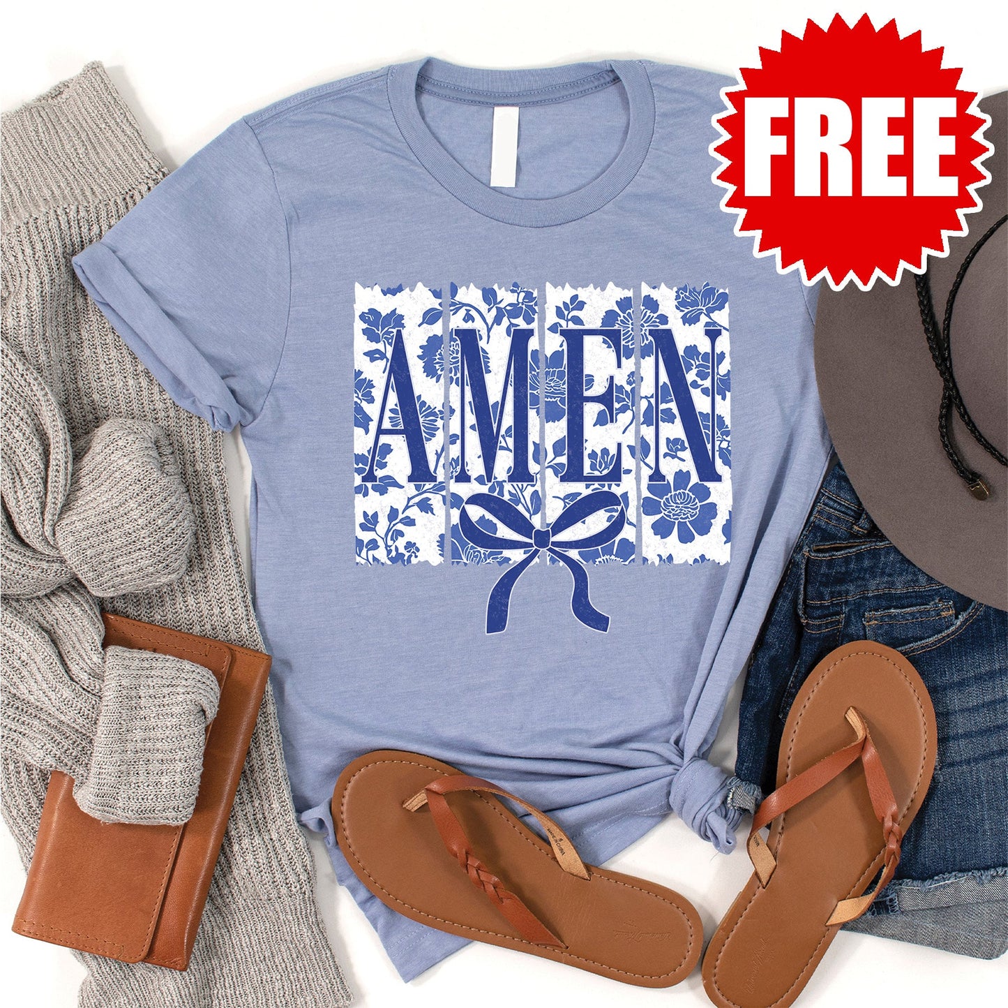 Amen Tee - Heather Blue - 0