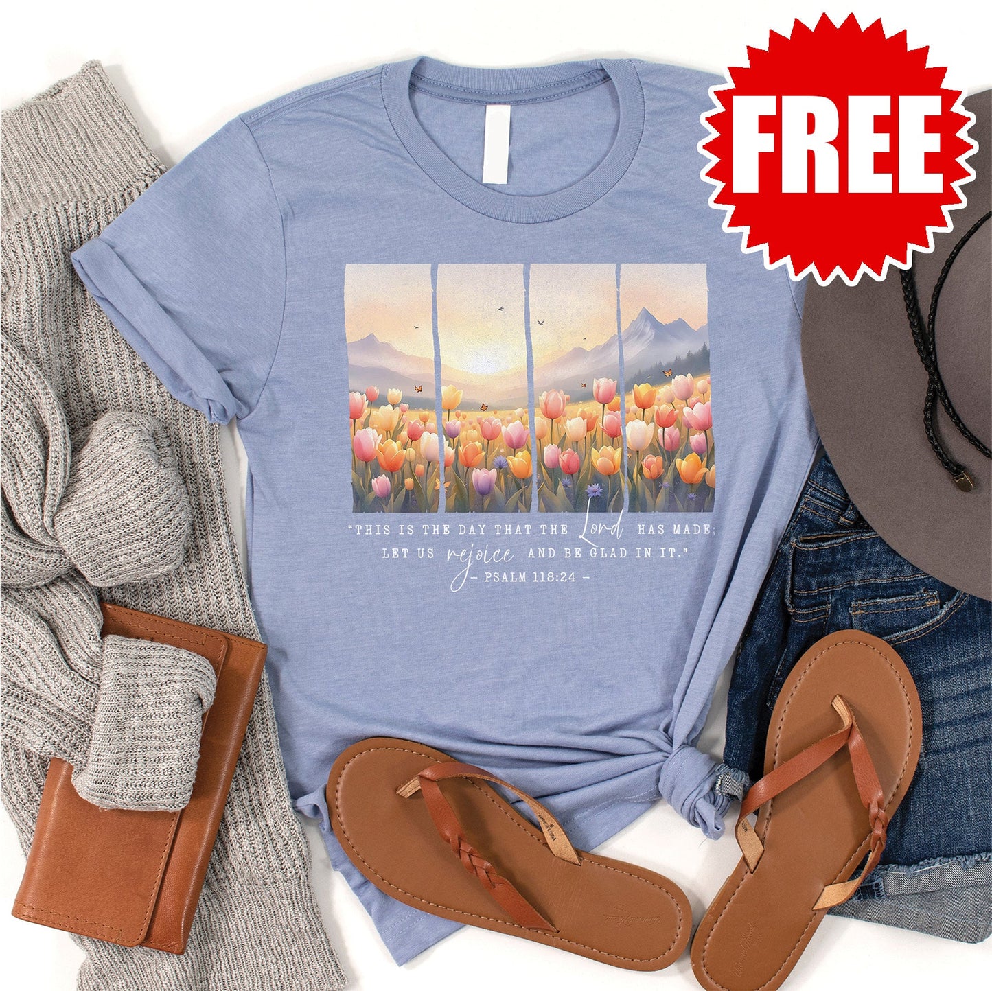 This Is The Day Tee - Heather Blue - 0