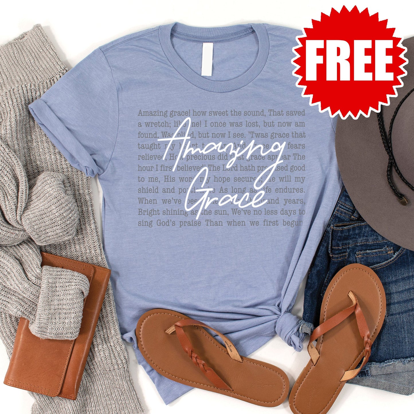 Amazing Grace Tee - Heather Blue - 0