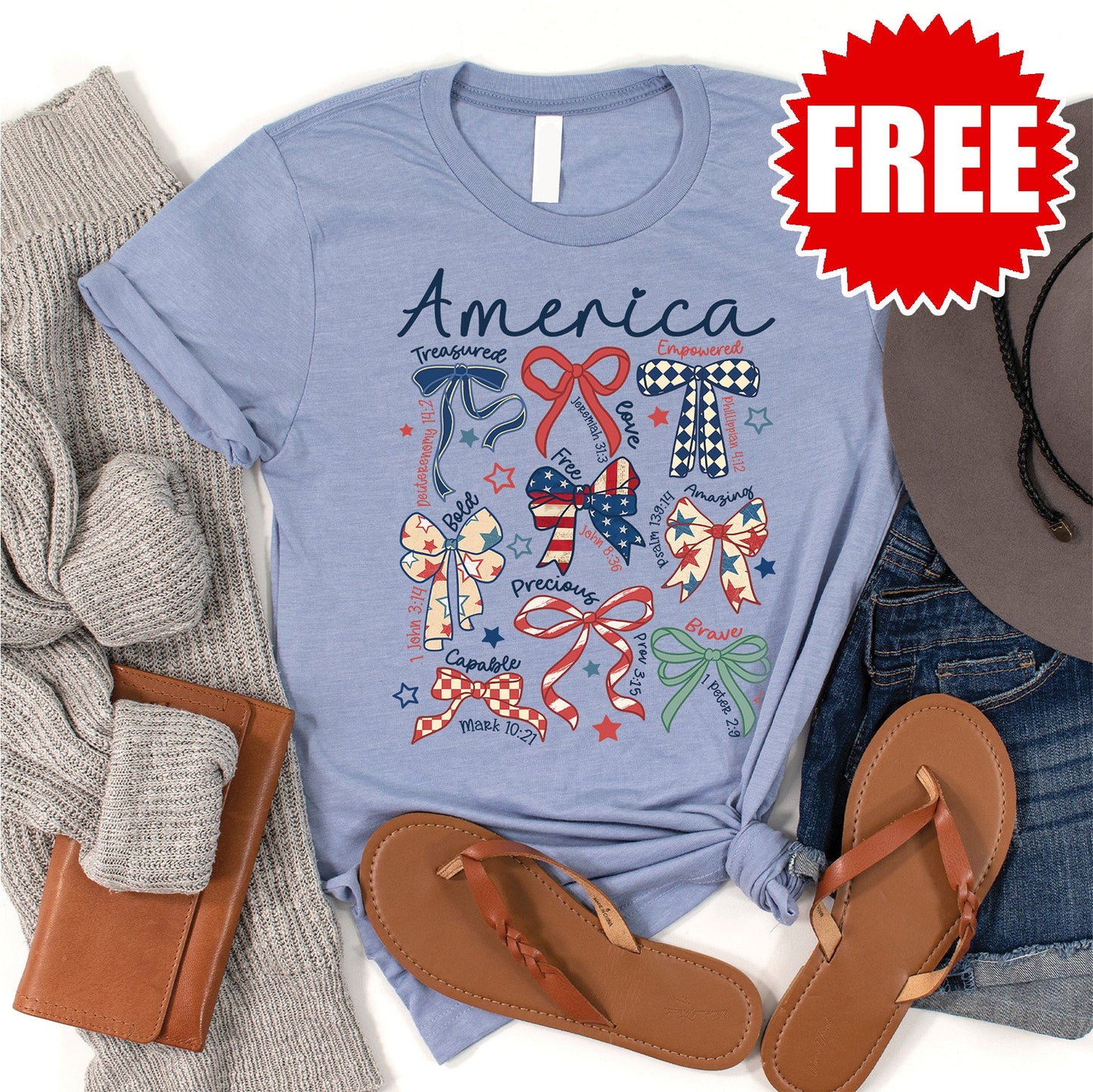 America Tee - Heather Blue - 0