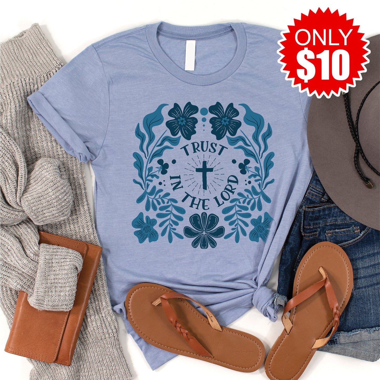Trust In The Lord Tee - Heather Blue