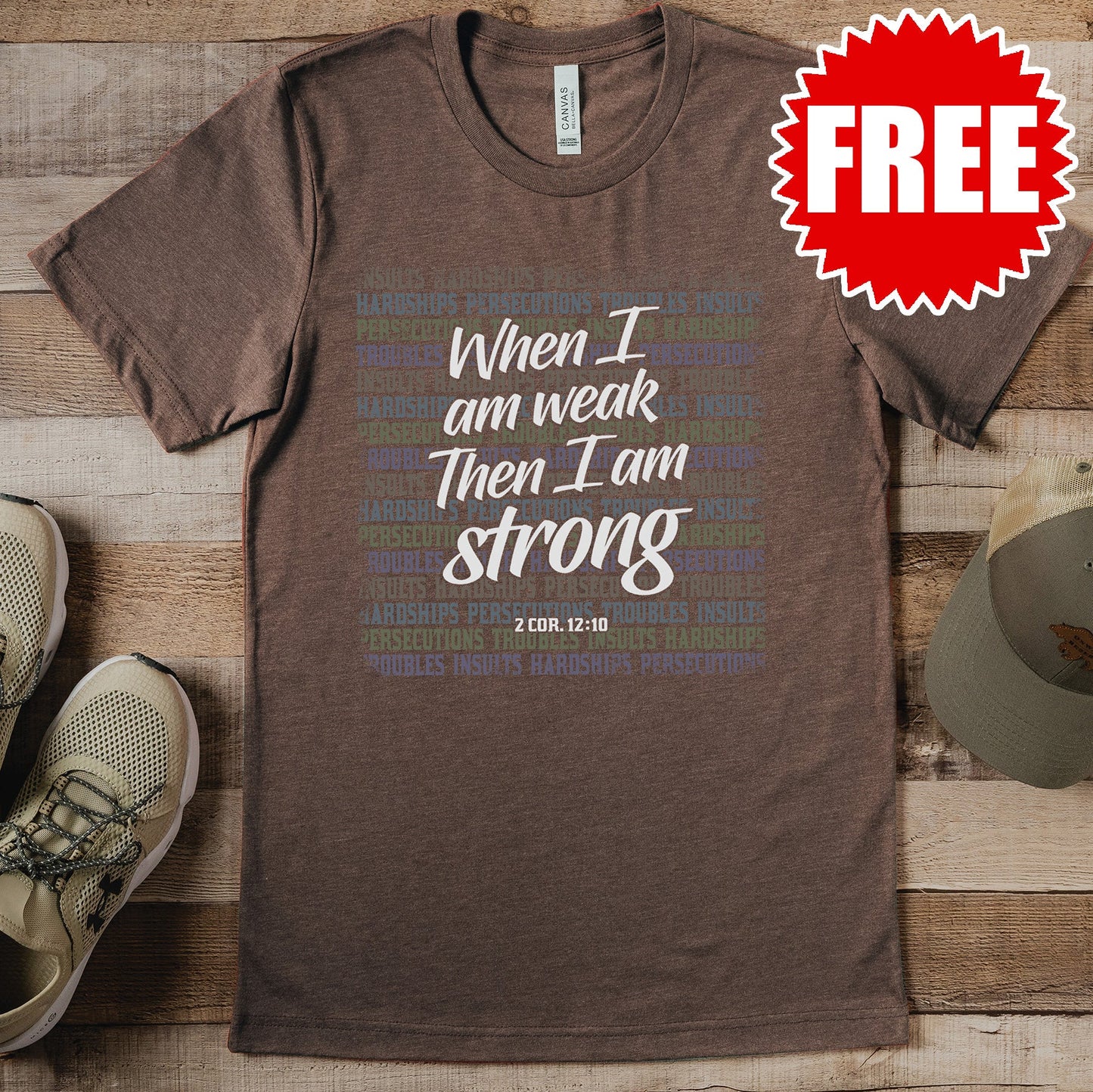 Strength in Weakness Tee - Heather Brown - 0