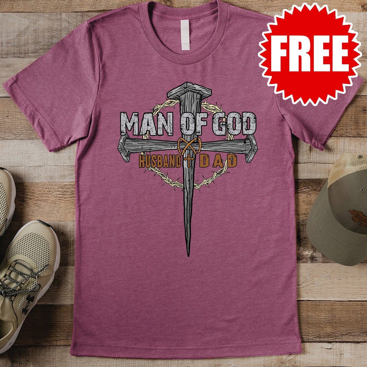 Man of God Tee - Heather Burgundy - 0