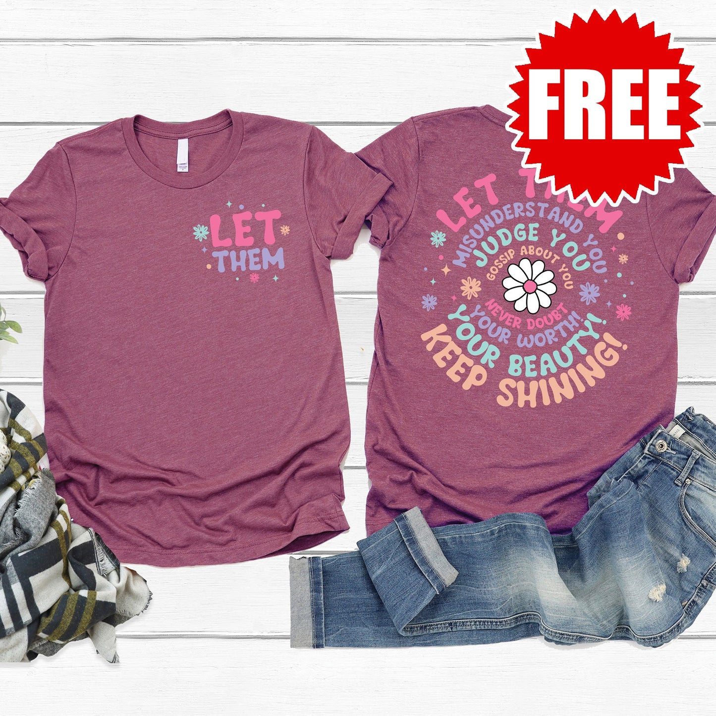 Let Them Tee - Heather Burgundy