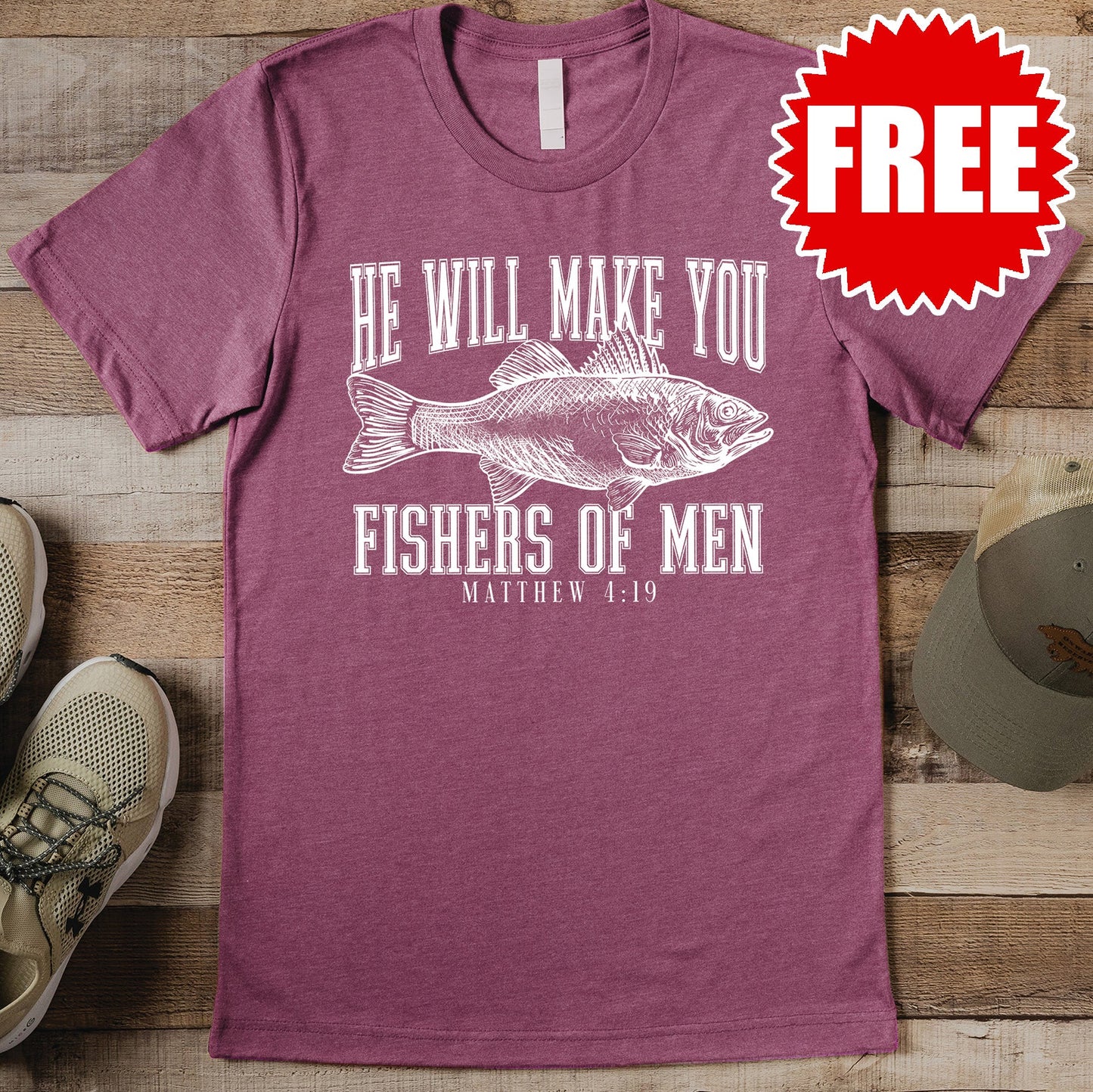Fishers of Men Tee - Heather Burgundy - 0