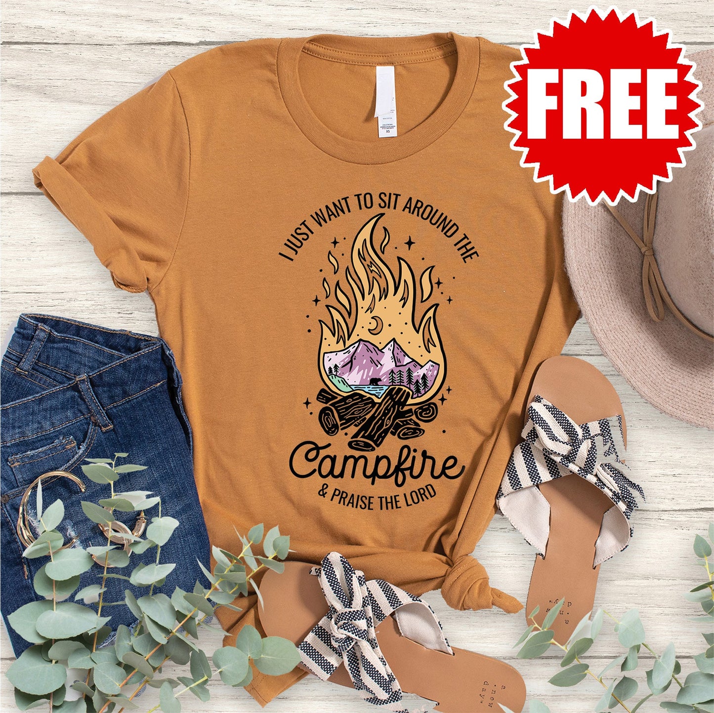 Campfire Tee - Heather Burnt Apricot - 0