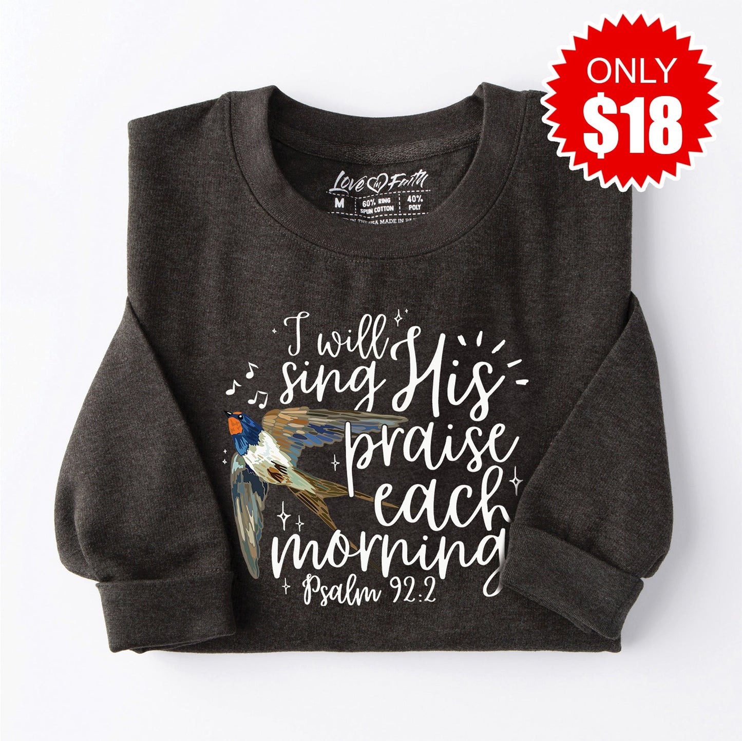 Sing His Praise Sweatshirt - Heather Charcoal - 18