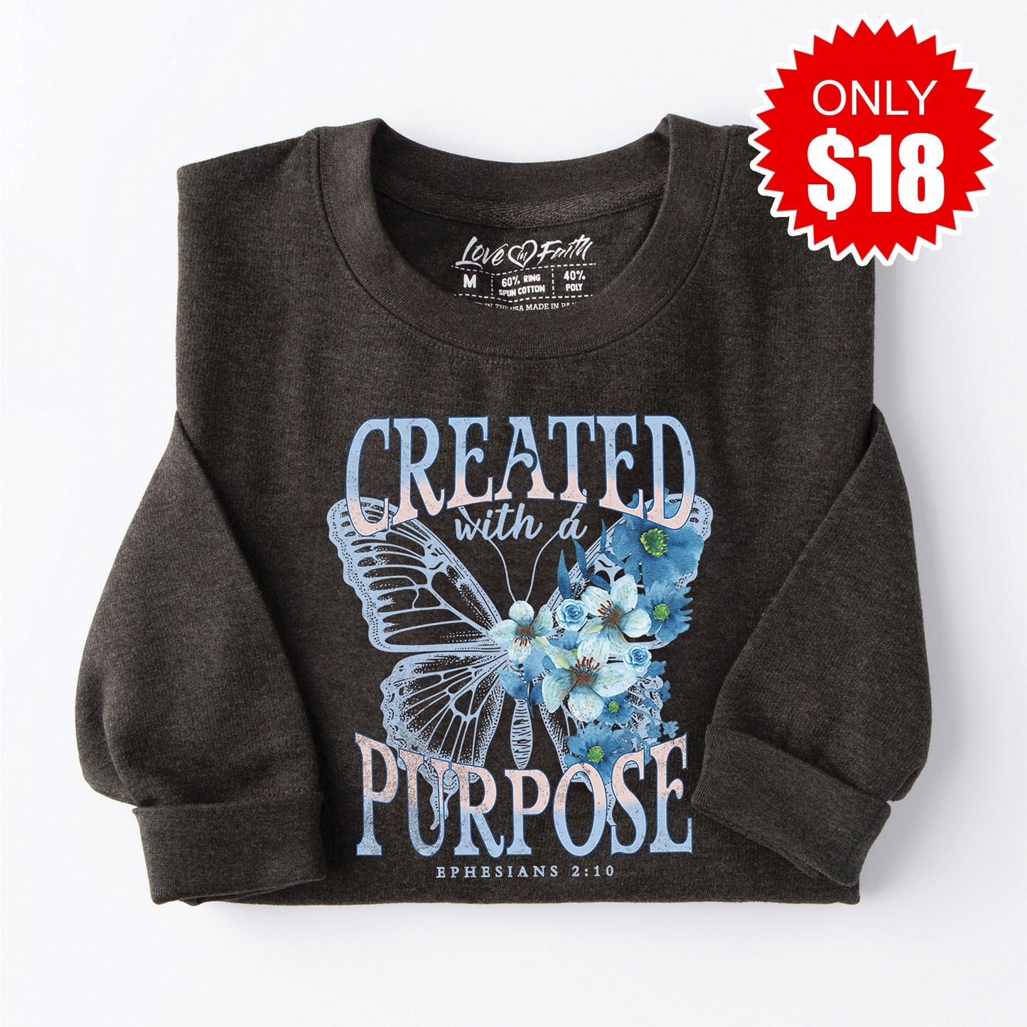 Created With A Purpose Sweatshirt - Heather Charcoal - 18