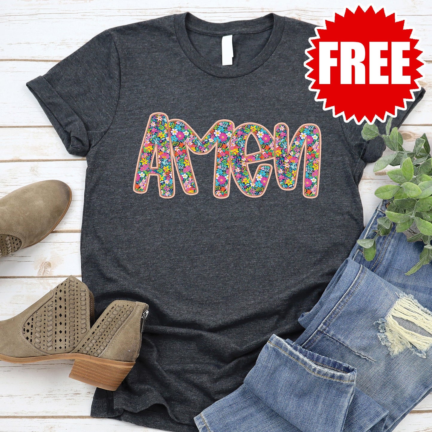 Amen Tee - Heather Charcoal - FREE