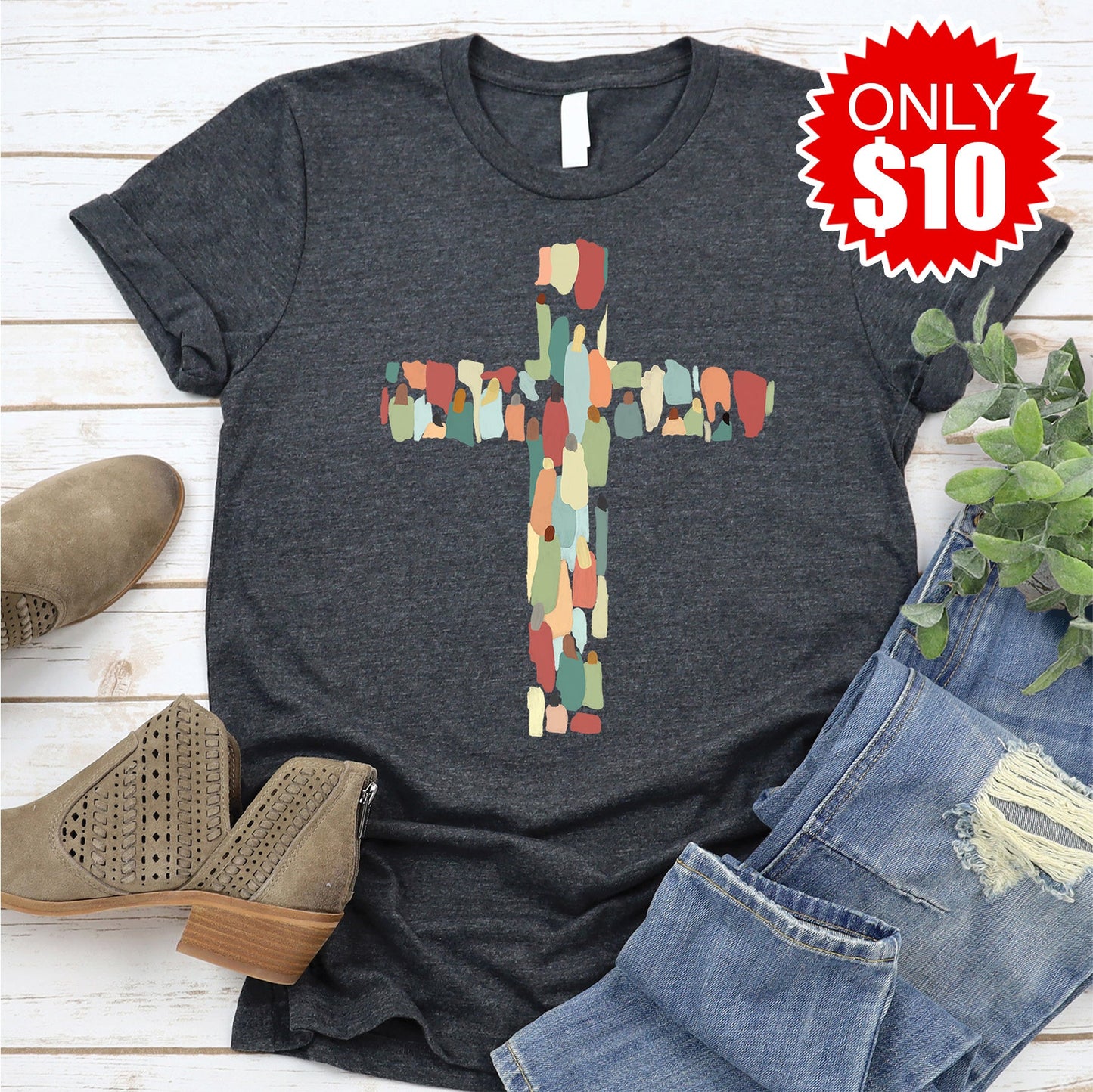 Cross Tee - Heather Charcoal