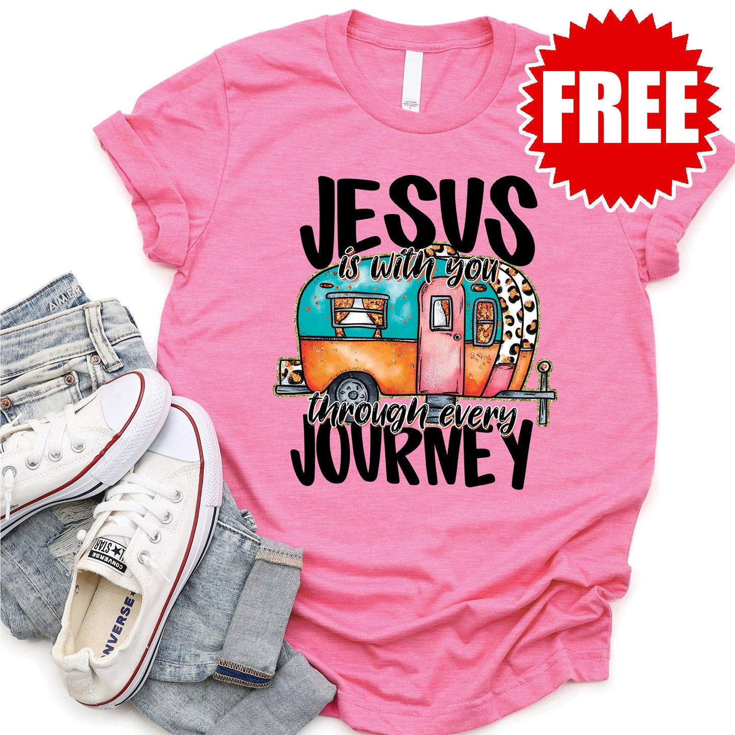 Jesus is With You Tee - Heather Charity Pink - 0