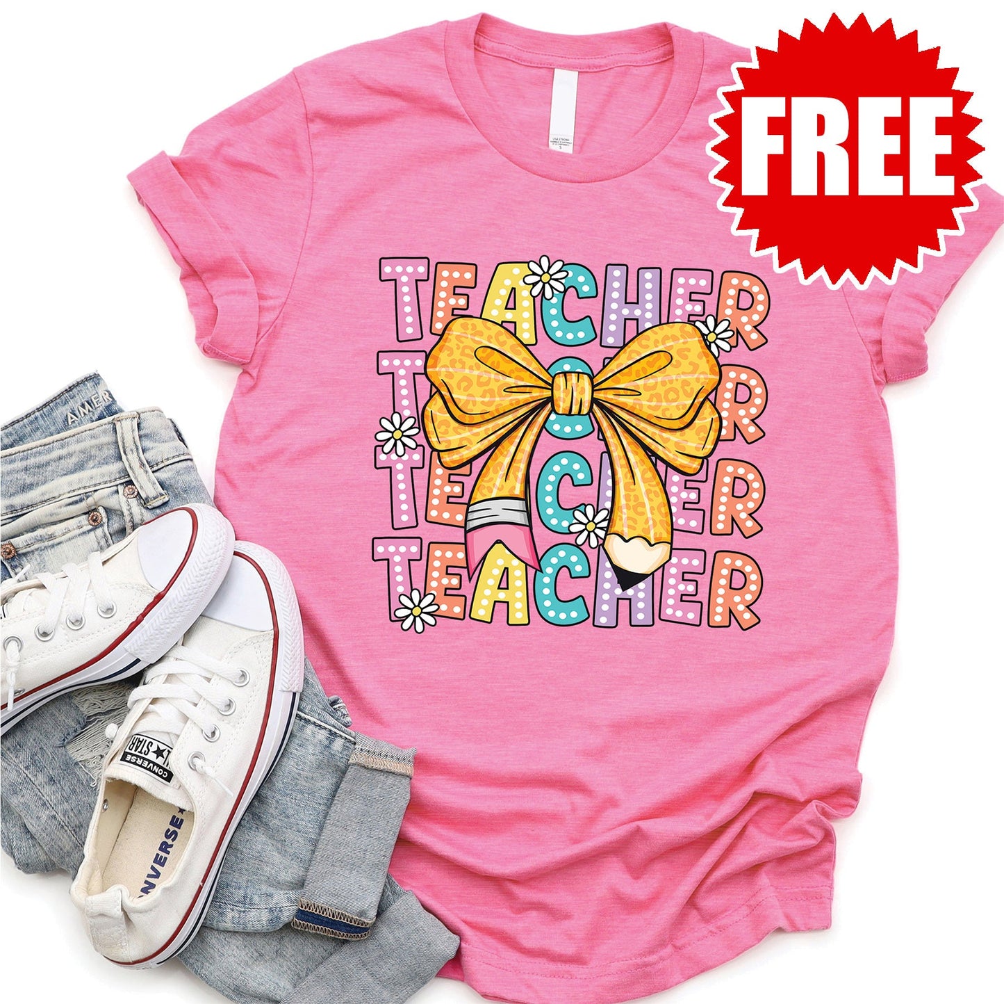 Teacher Tee - Heather Charity Pink - 0 Style001