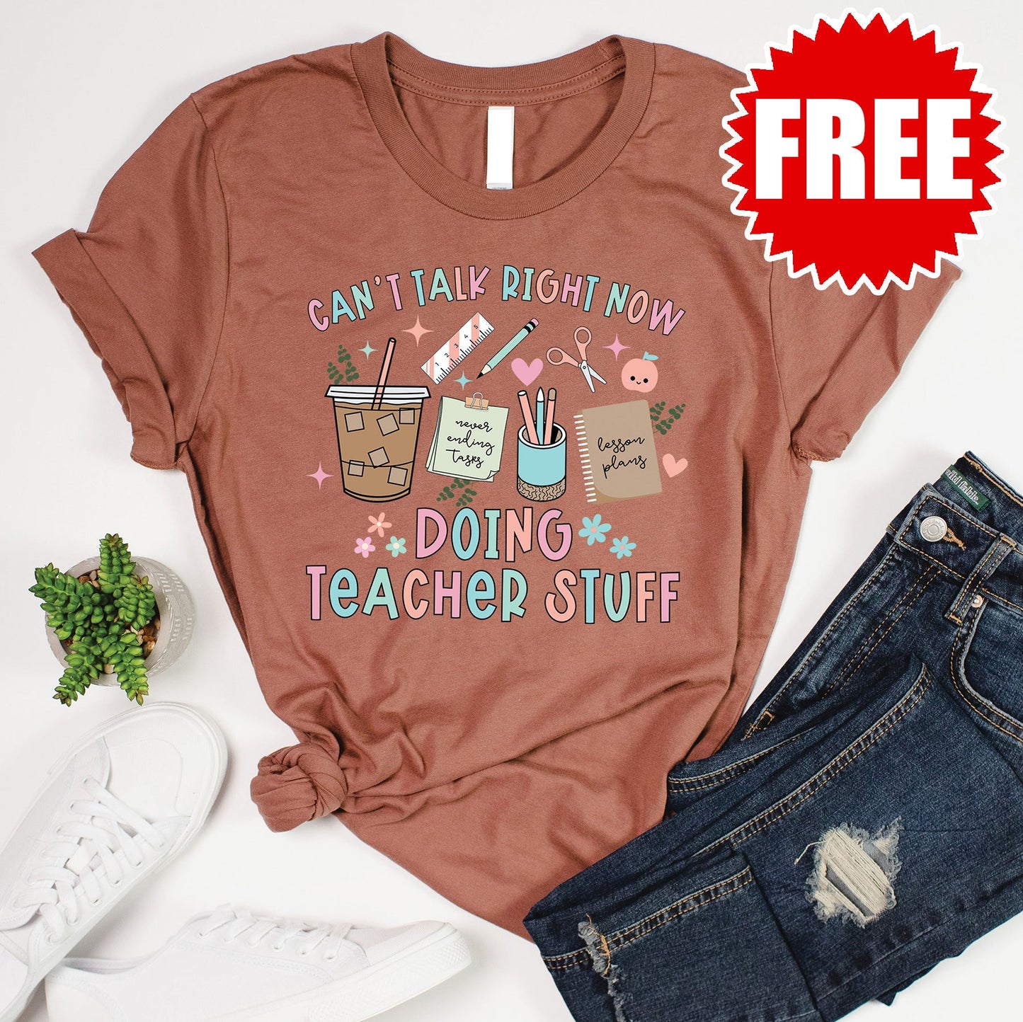 Teacher Stuff Tee - Heather Chestnut - FREE