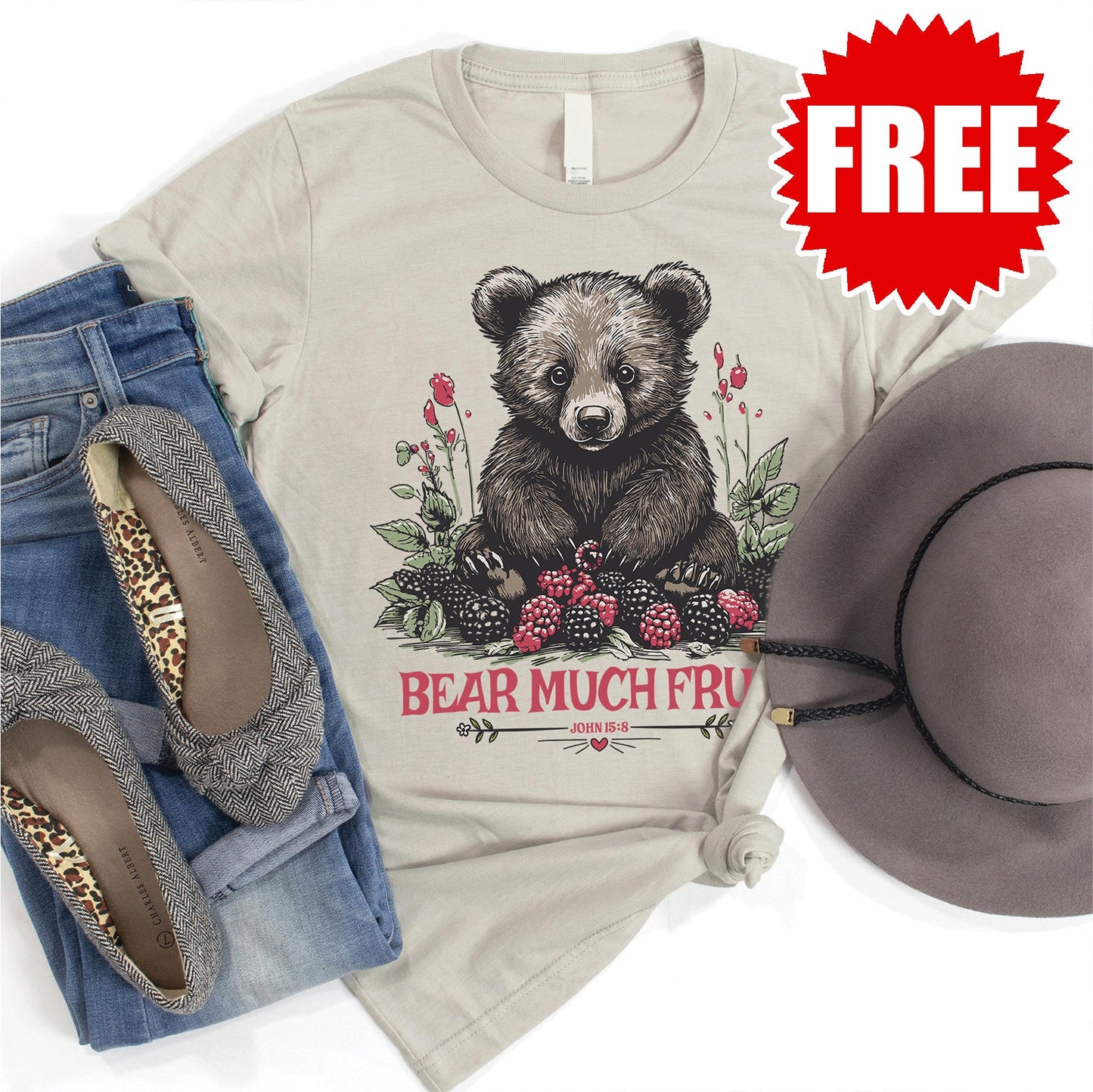 Bear Much Fruit Tee - Heather Toasted Coconut - 0