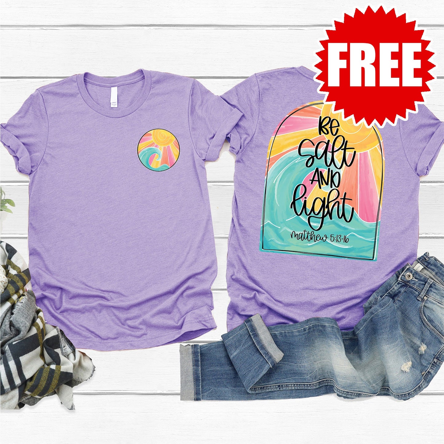 Salt and Light Tee - Heather Dark Lavender - 0