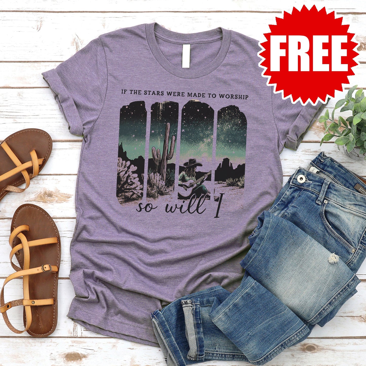 So Will I Western Tee - Heather Deep Purple - 0
