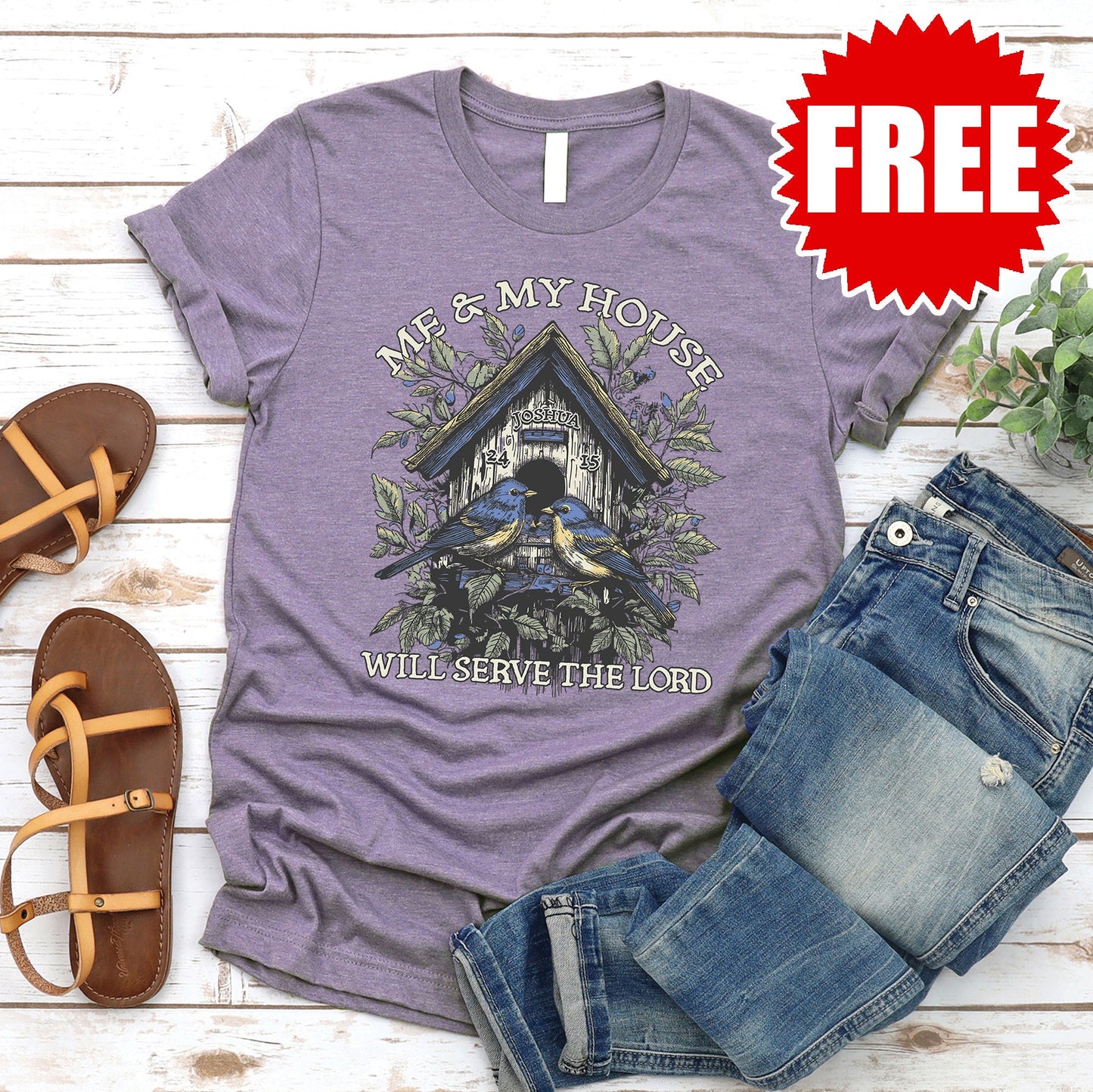 Me and My Bird House Tee - Heather Deep Purple - 0