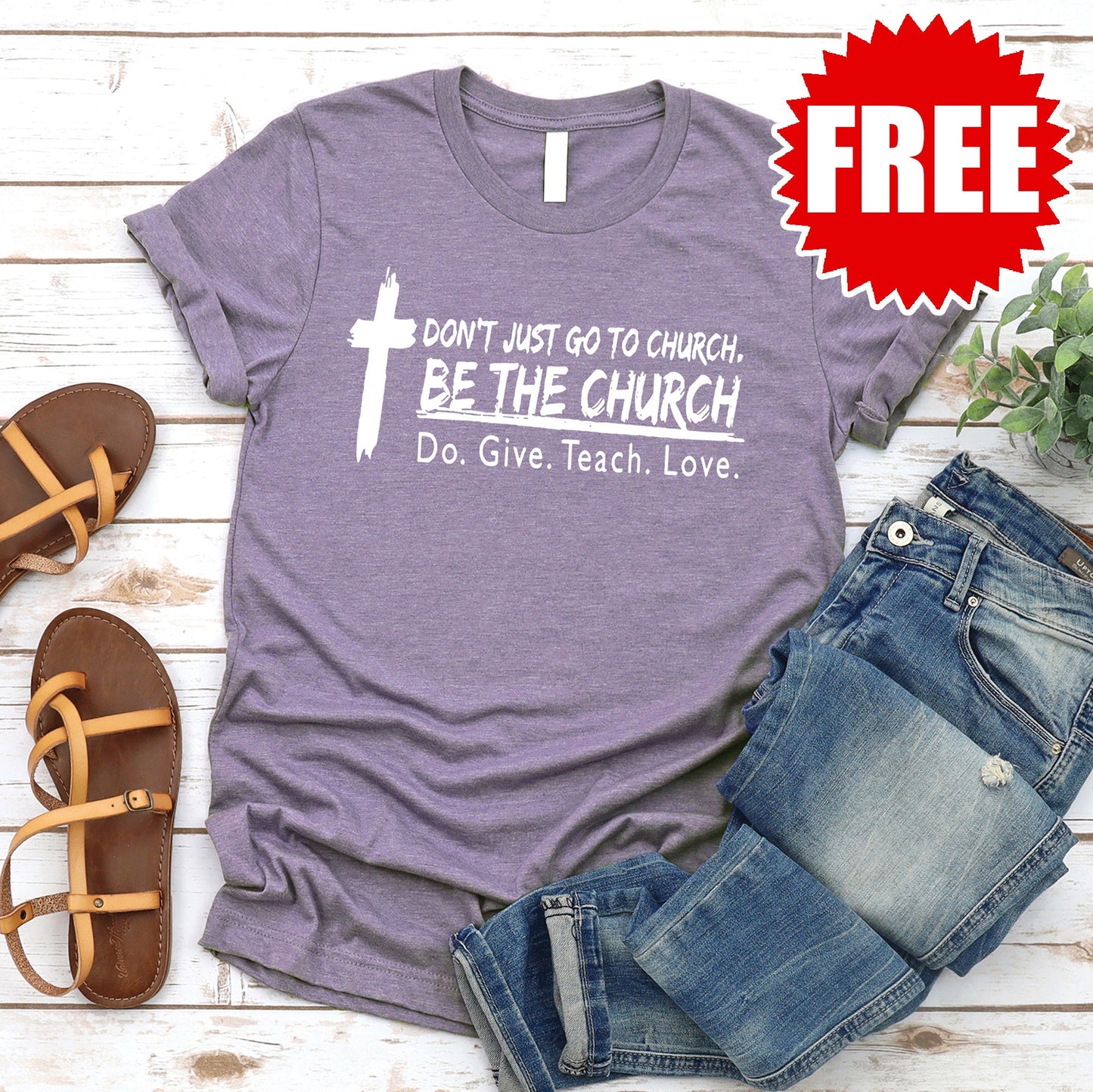 Be The Church Tee - Heather Deep Purple - FREE