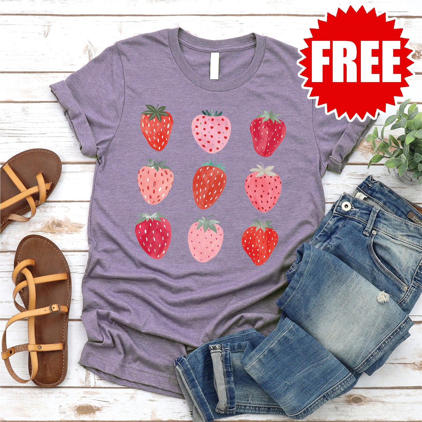 Strawberries Tee - Heather Deep Purple - 0