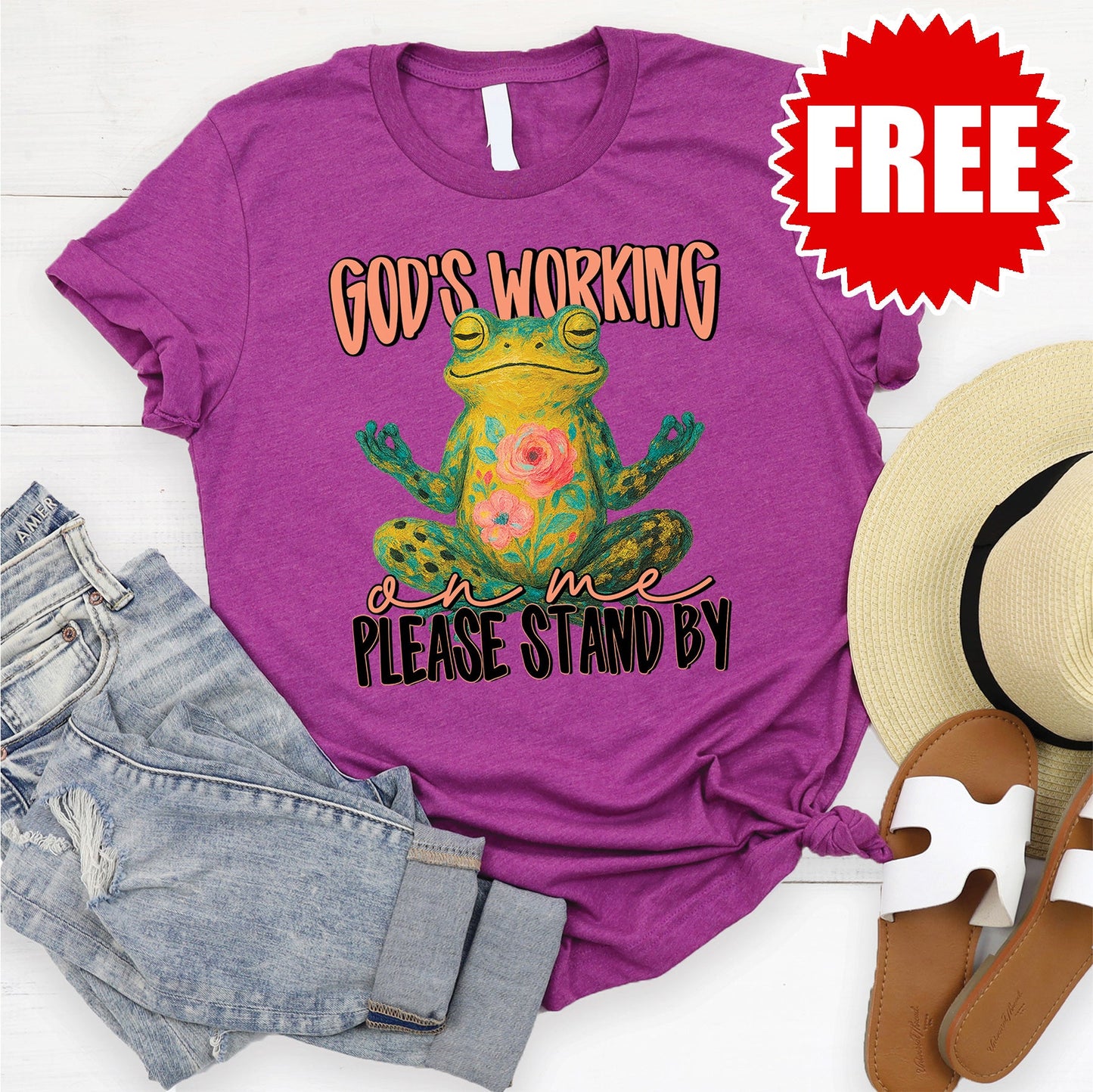 God's Working Tee - Heather Dragonfruit - 0