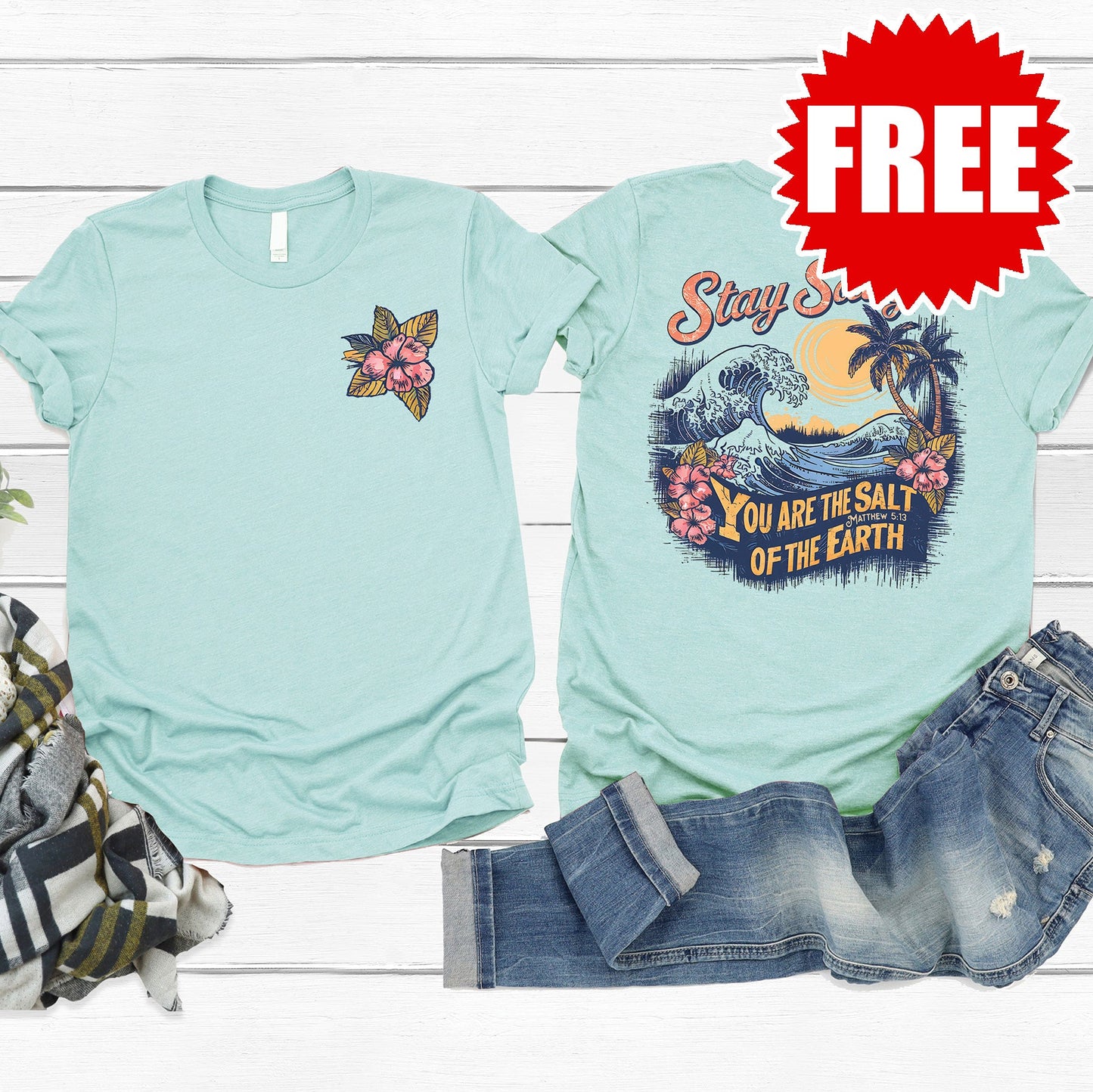 You Are The Salt Tee - Heather Dusty Blue - 0