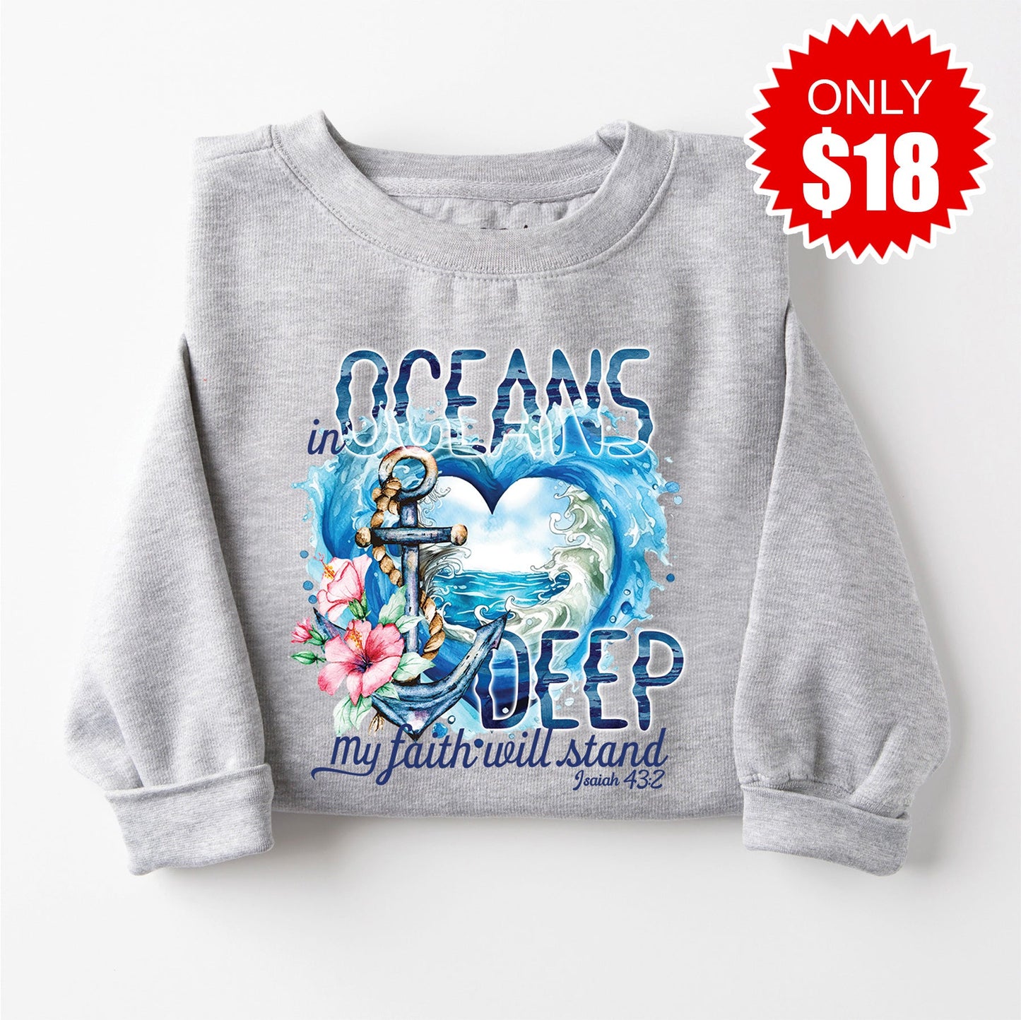 In Oceans Deep Sweatshirt - Heather Grey - 18