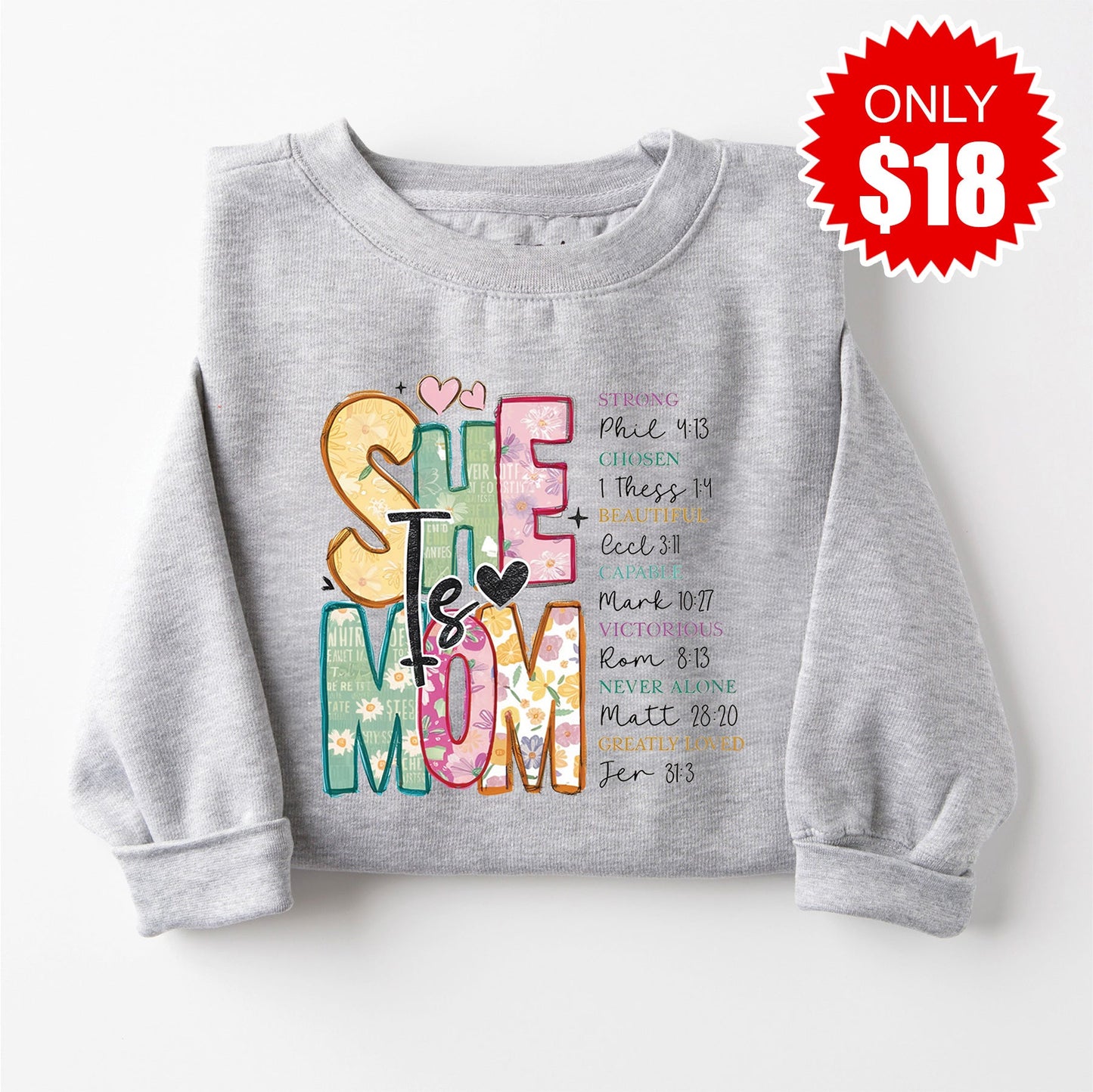 She is Mom Sweatshirt - Heather Grey - 18