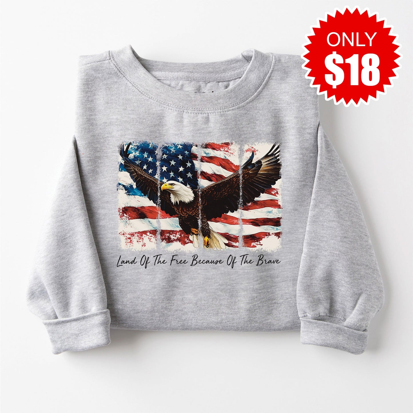 Land Of The Free Sweatshirt - Heather Grey - 18 Style003