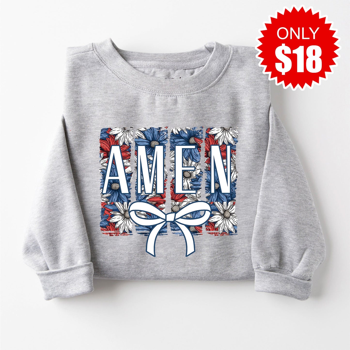 Amen Floral Sweatshirt - Heather Grey - 18