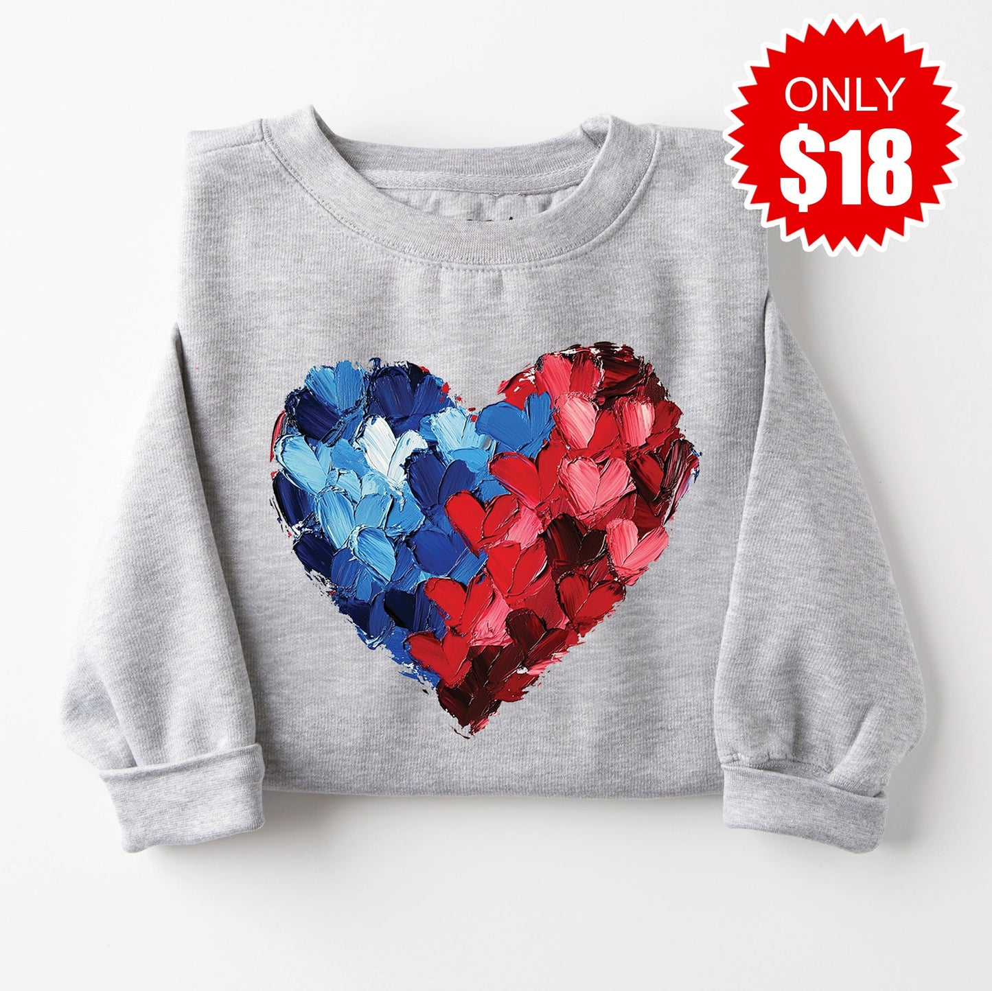 Brush Heart Sweatshirt - Heather Grey - 18