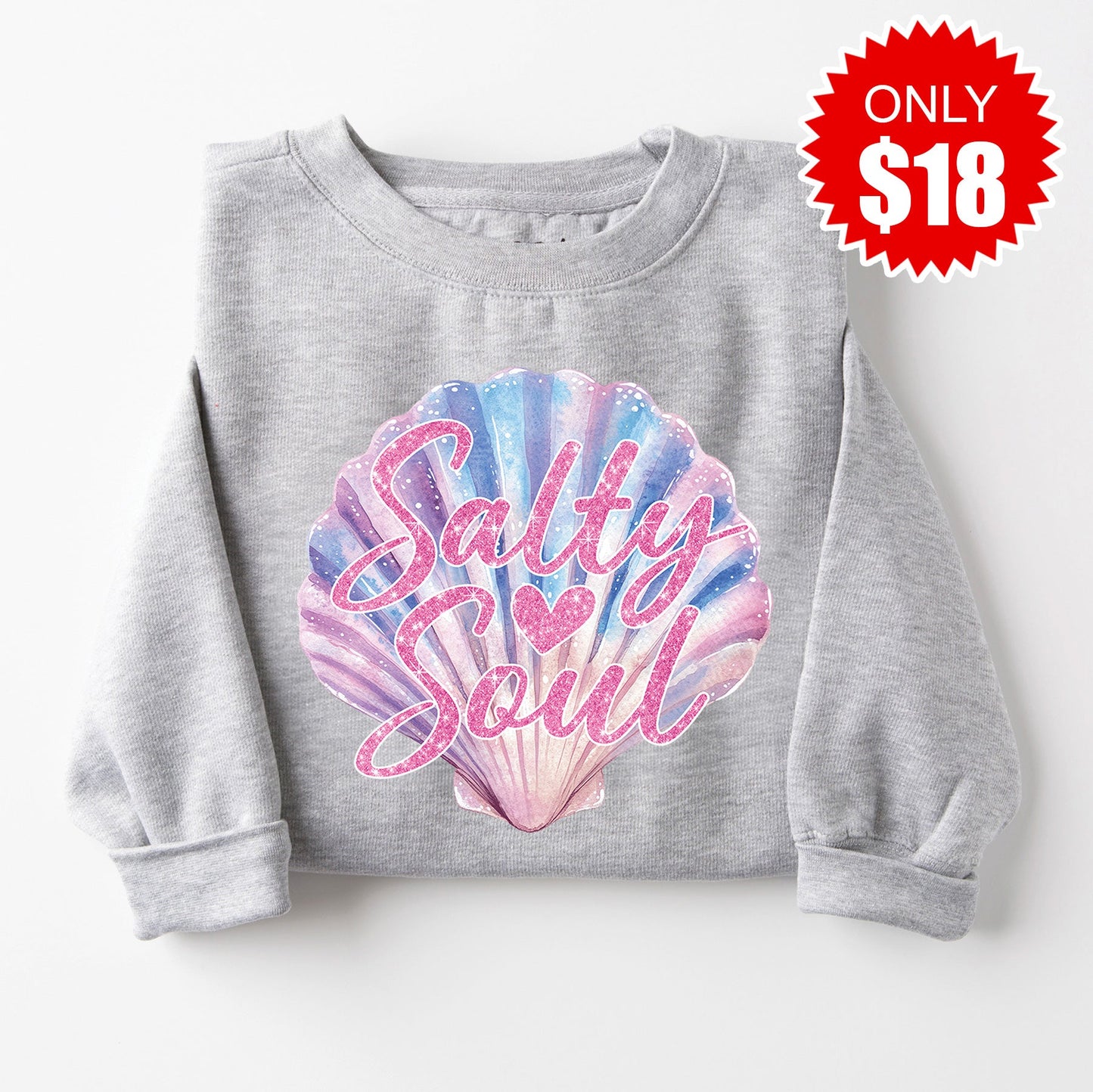 Salty Soul Shell Sweatshirt - Heather Grey - 18