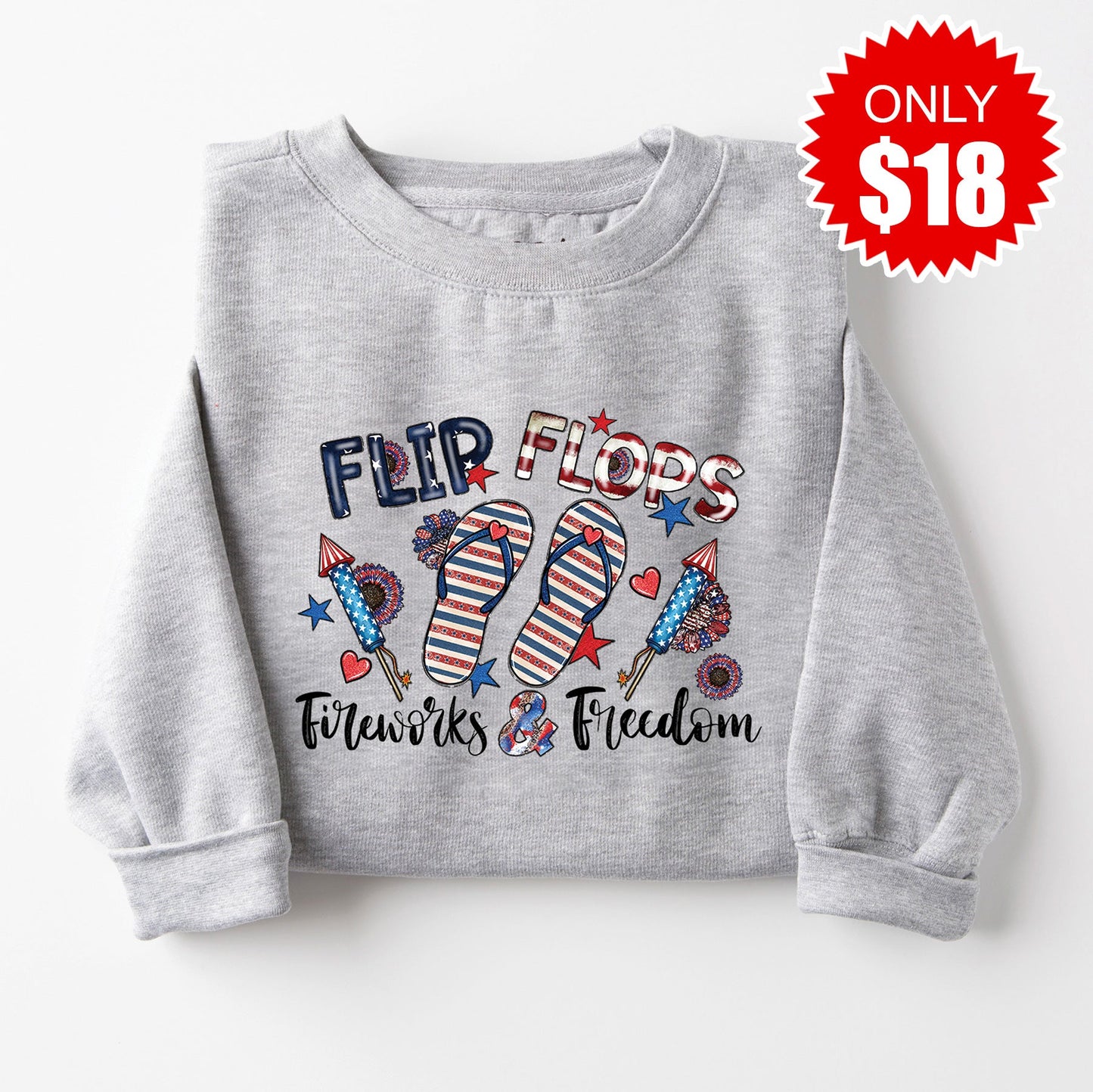 Flip Flops USA Sweatshirt - Heather Grey - 18