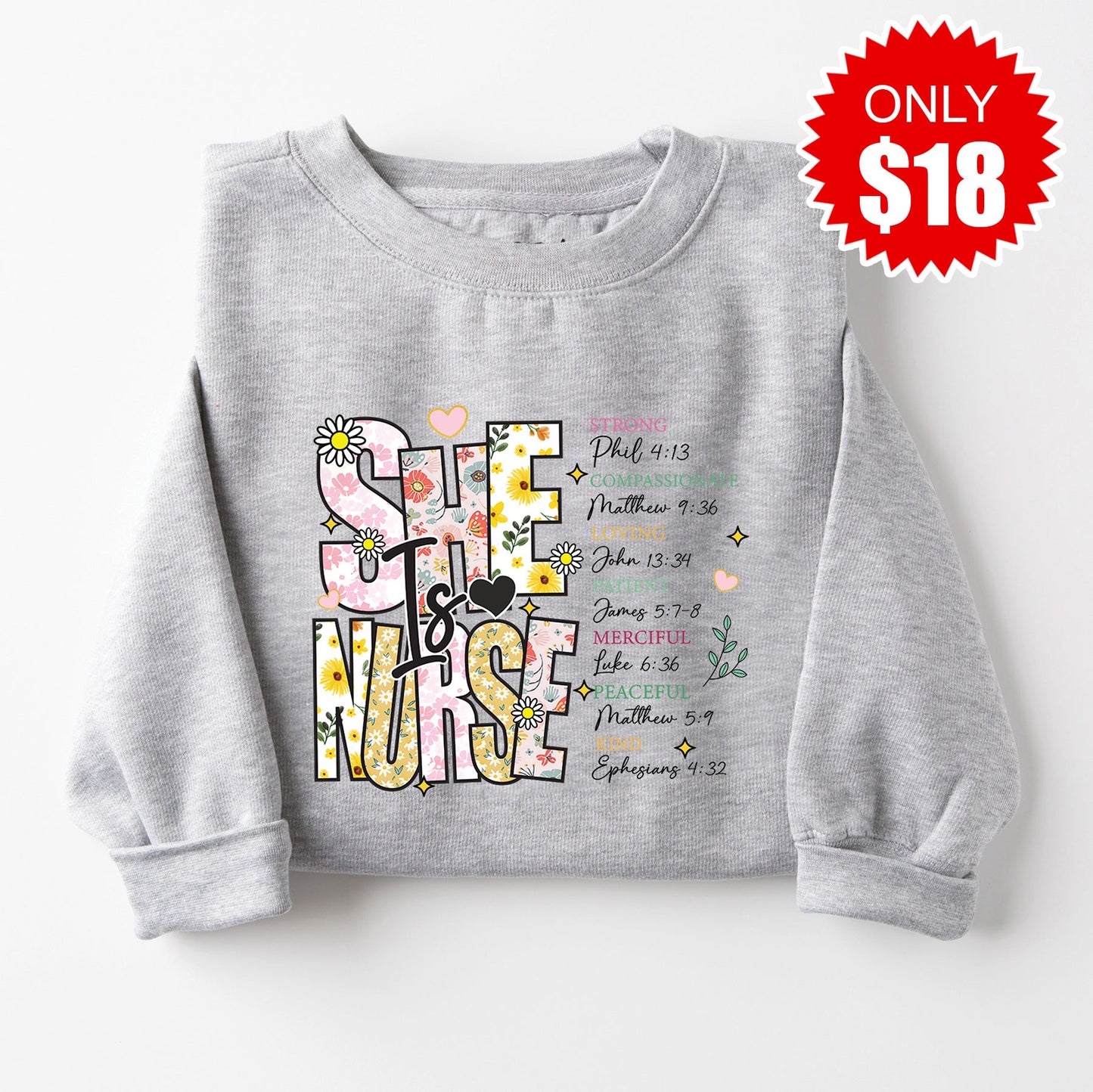 She Is Nurse 2 Sweatshirt - Heather Grey - 18