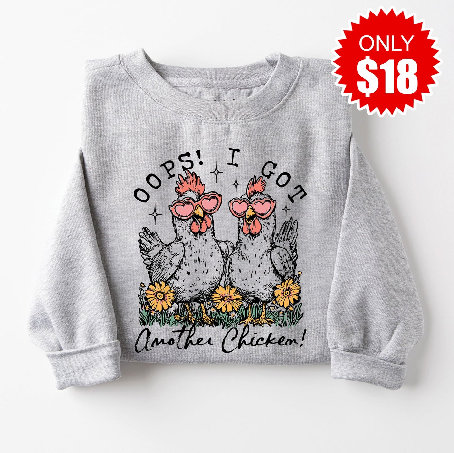 Another Chicken Sweatshirt - Heather Grey - 18