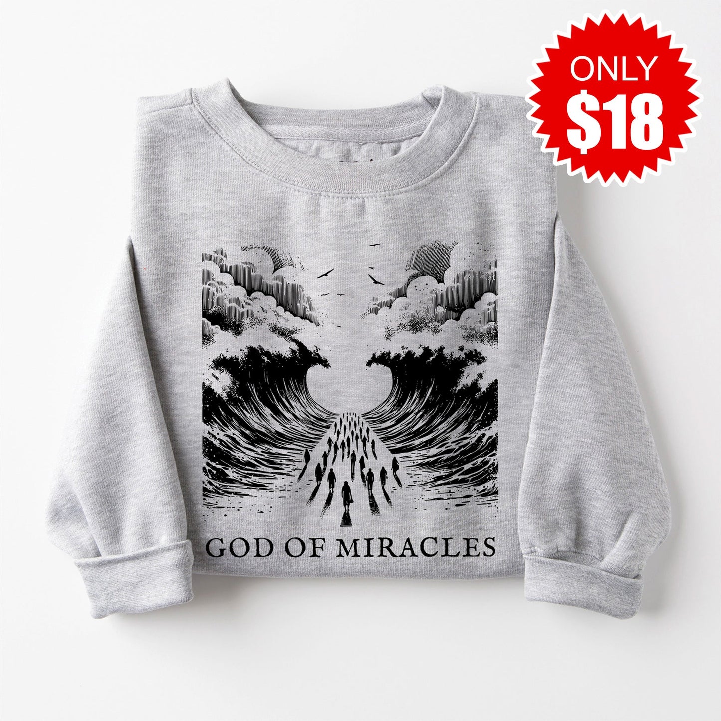 God of Miracles Sweatshirt - Heather Grey - 18