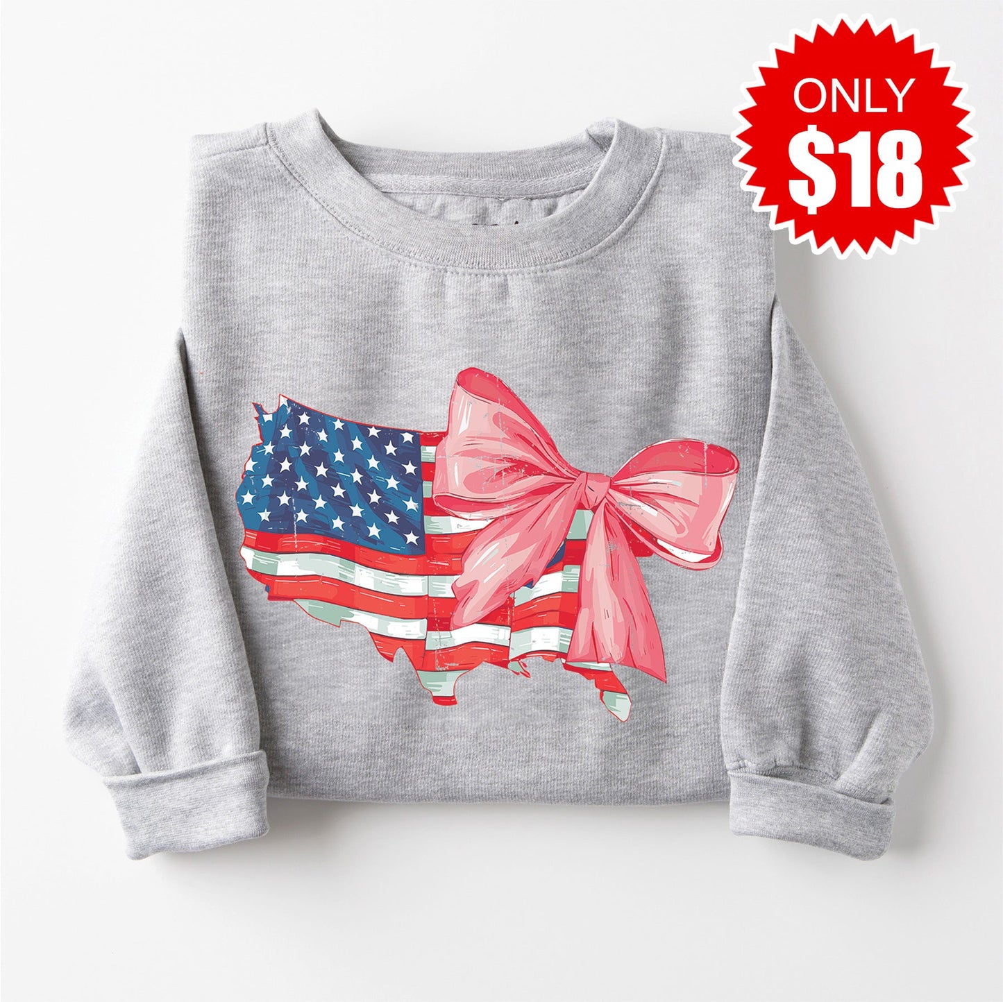USA Ribbon Sweatshirt - Heather Grey - 18