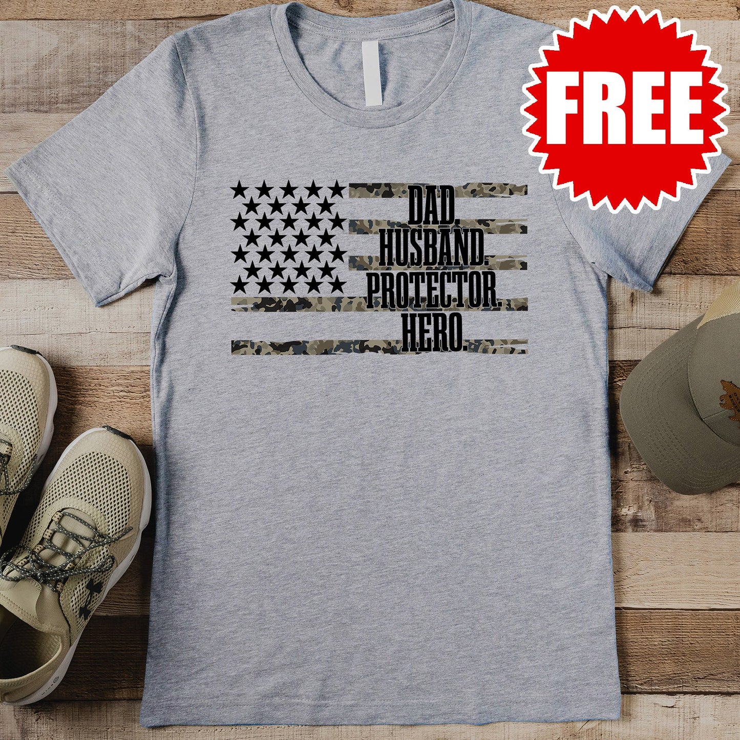 Flag Tee - Heather Grey - 0