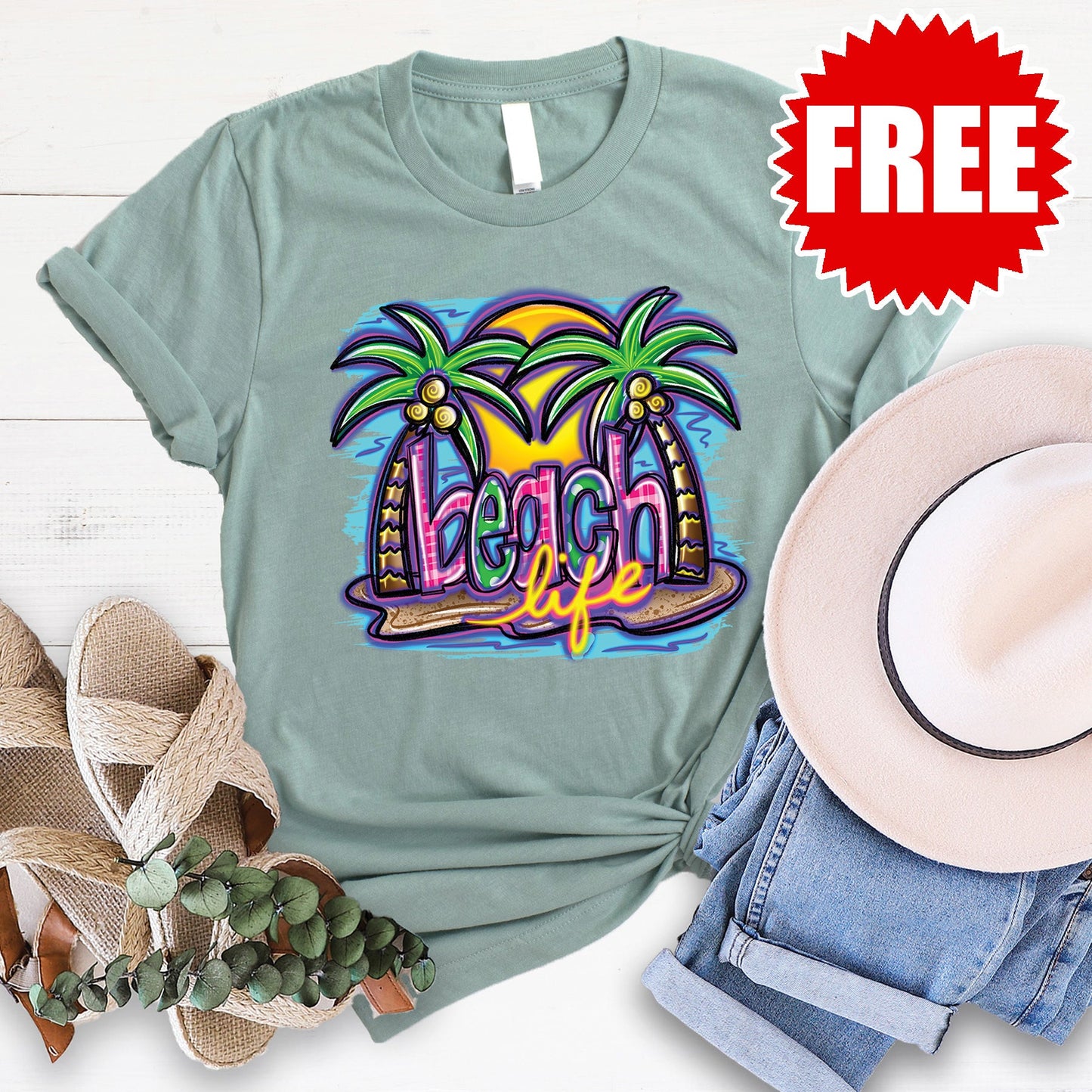 Beach Life Tee - Heather Honeydew Mist - 0